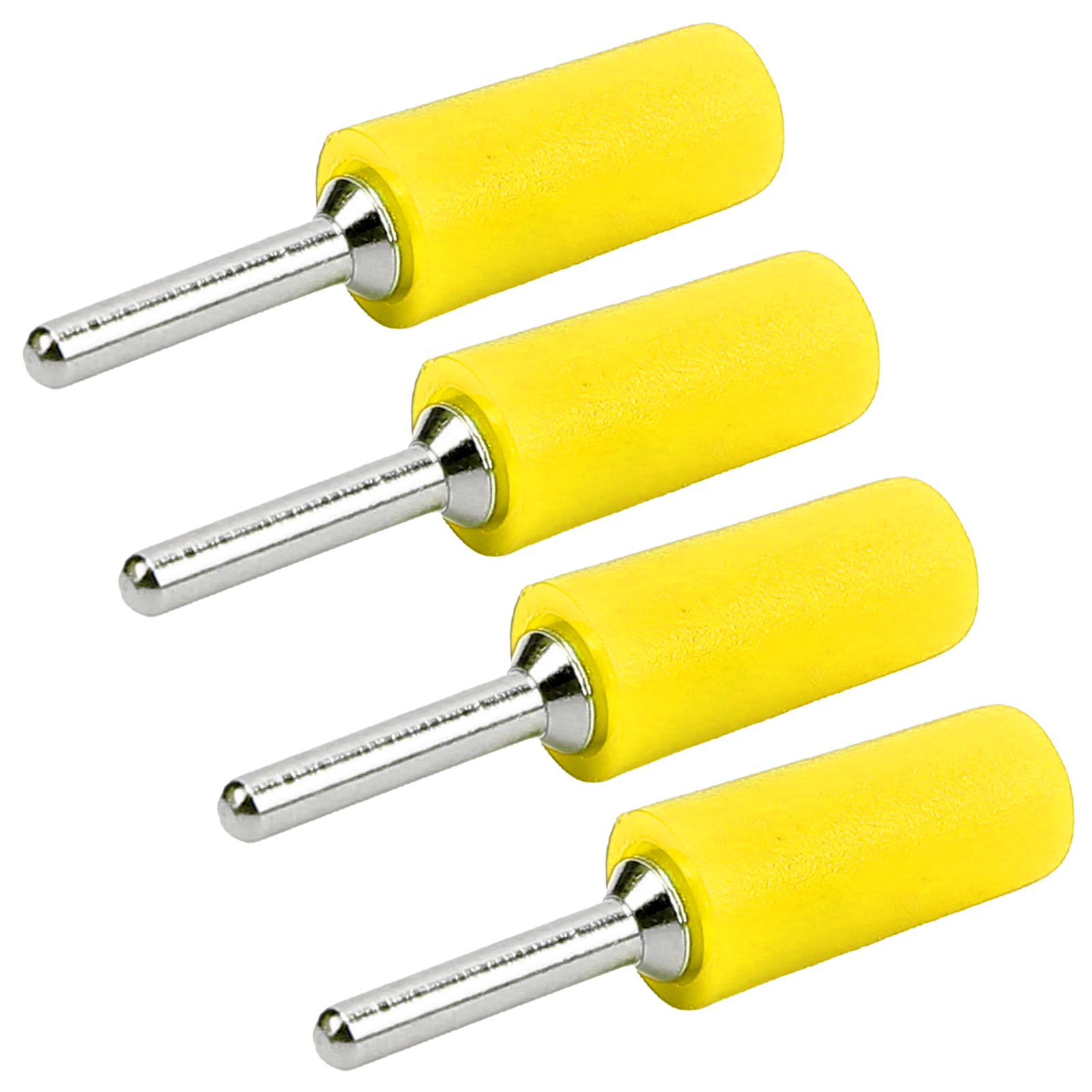 Packung Mit 100 Vernickelten Messing-bananensteckern (männlich), 2 Mm Gelber Gerader Stift, Für Interne Federbelastete Frontplatte J.10001