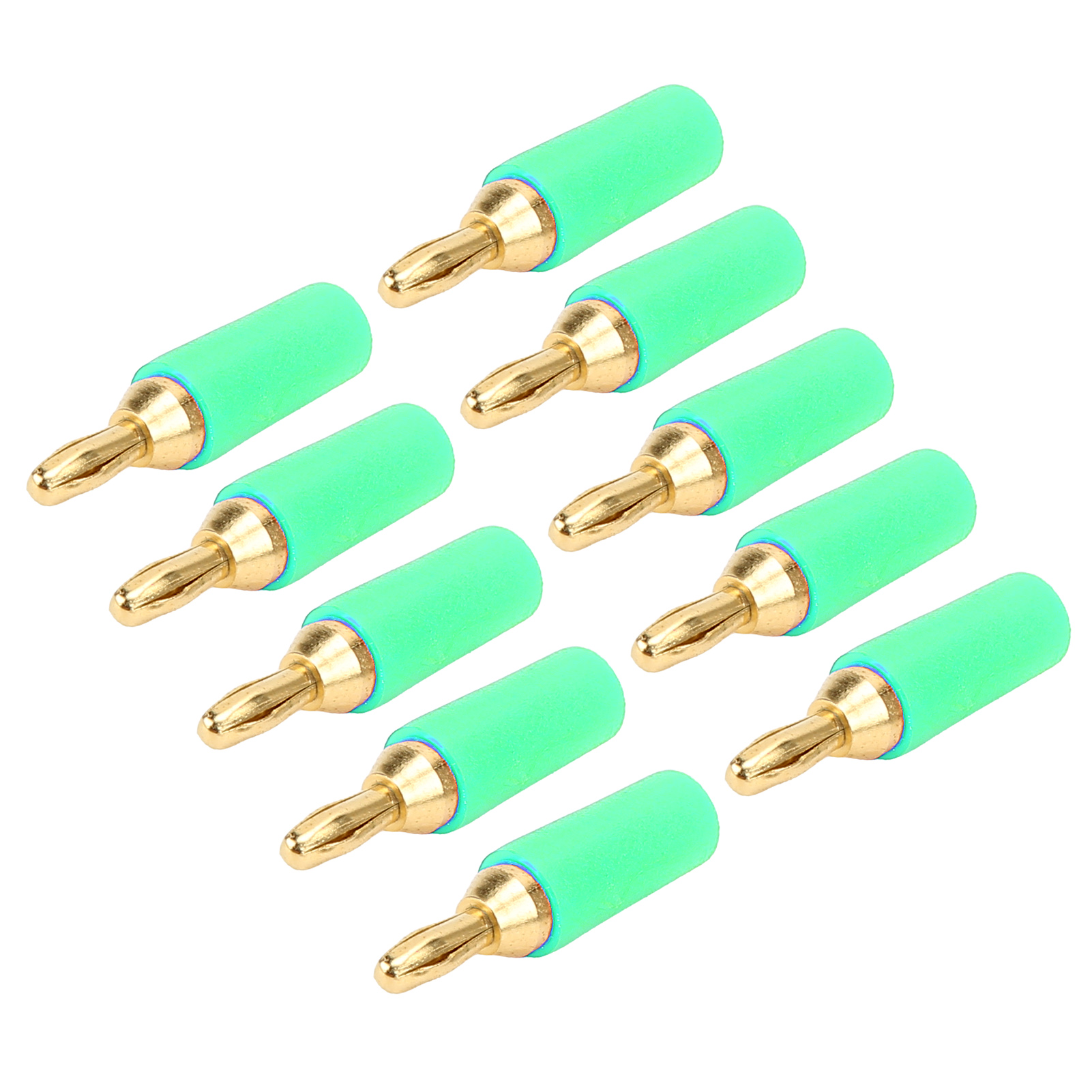 Packung Mit 10 Vergoldeten Bananensteckern Aus Messing, 2,5 Mm, J.10007 Prüfanschluss Für Messgeräte, Grüner Bananenstecker