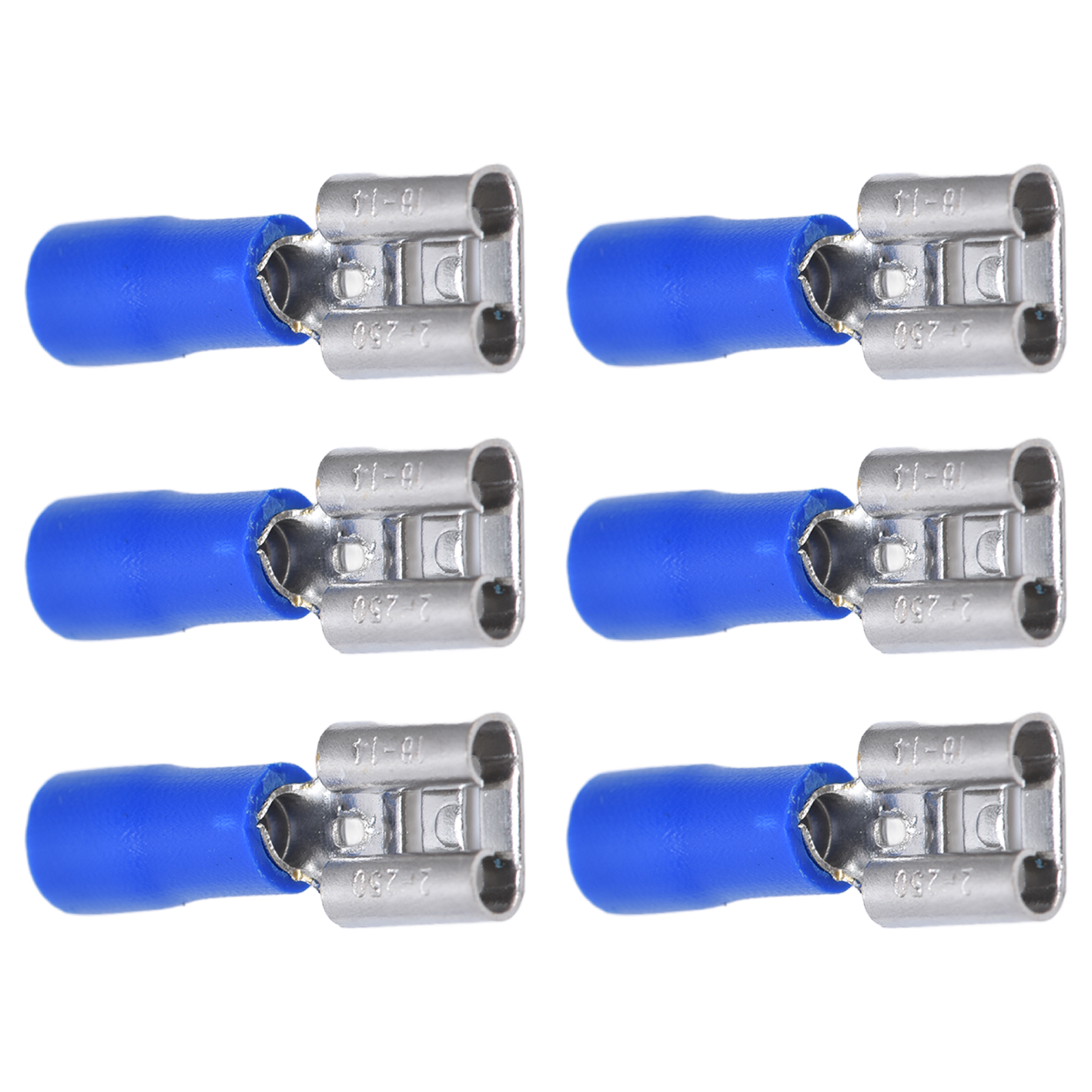 Fdd2250 Flachstecker (weiblich), Packung Mit 100 Stück, Blaue Isolierhülle, Zuverlässige Leitfähigkeit, Für 1,5-2,5 Mm² Kabel, Flachstecker.