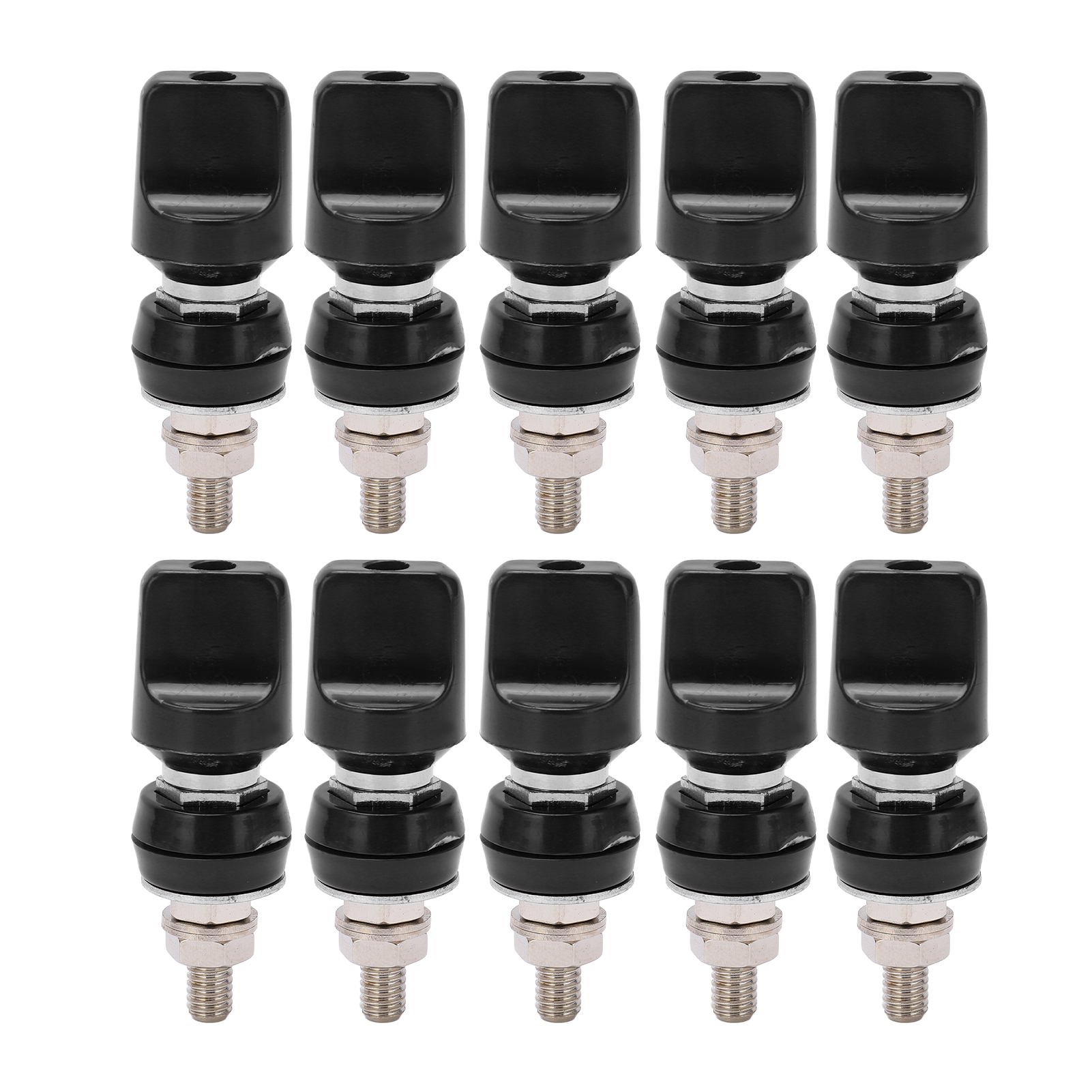M6 100a Vernickelte Messing-schraubklemme Mit 4-mm-bananenstecker, Schwarzer Elektrischer Stecker, 1 Stück