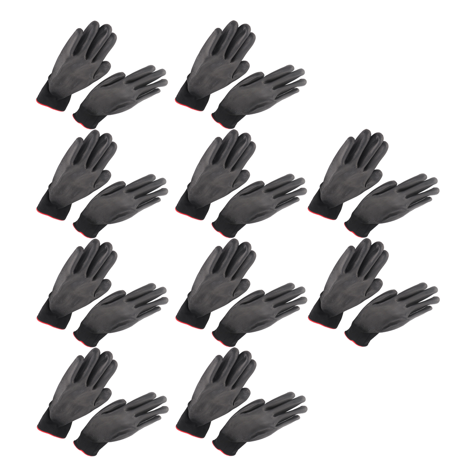 Schwarze Antistatische Handschuhe, 10 Stück Pro Paar, Rutschfester Griff, Pu-beschichtet, Nylonstrick, Für Die Mechanische Werkstatt, Strapazierfähig Und Komfortabel.
