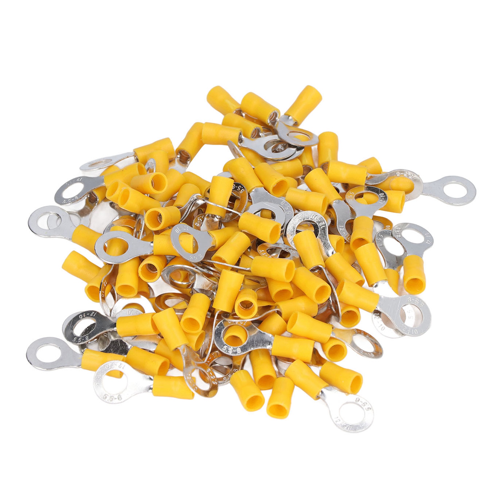 100 Awg12-10 Rv5.5-8 Kupferisolierte Crimp-anschlüsse, Ösen-elektroverbinder, Ringkabelschuhe, Packung Mit 100 Stück.