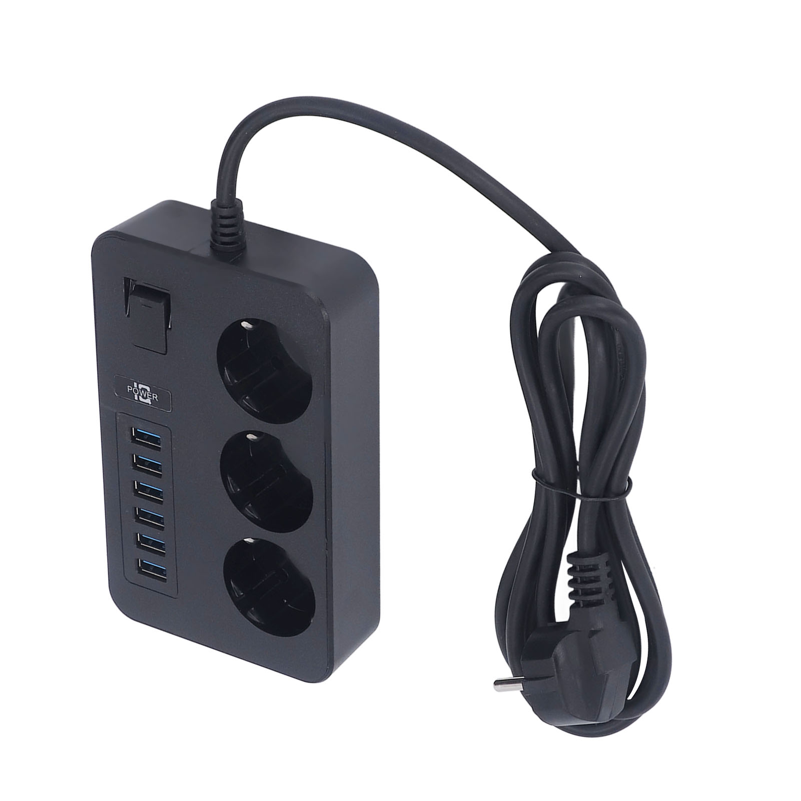 Feuerfeste Intelligente Usb-mehrfachsteckdose, Eu 110-250v Steckdosenblock, Schnellladegerät Für Zuhause Und Garage, Überhitzungsschutzgehäuse, 6 Anschlüsse.
