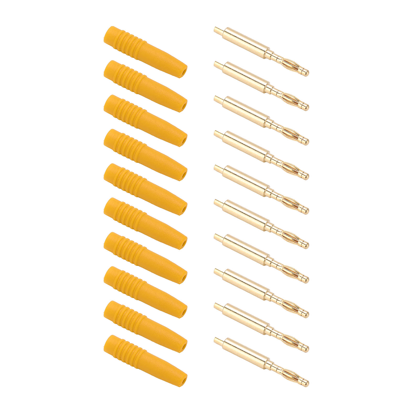 Vergoldete Bananenstecker (männlich), 2 Mm, 10er-packung, Isolierte Metallstecker Mit Gelbem Gehäuse Für Testgeräte