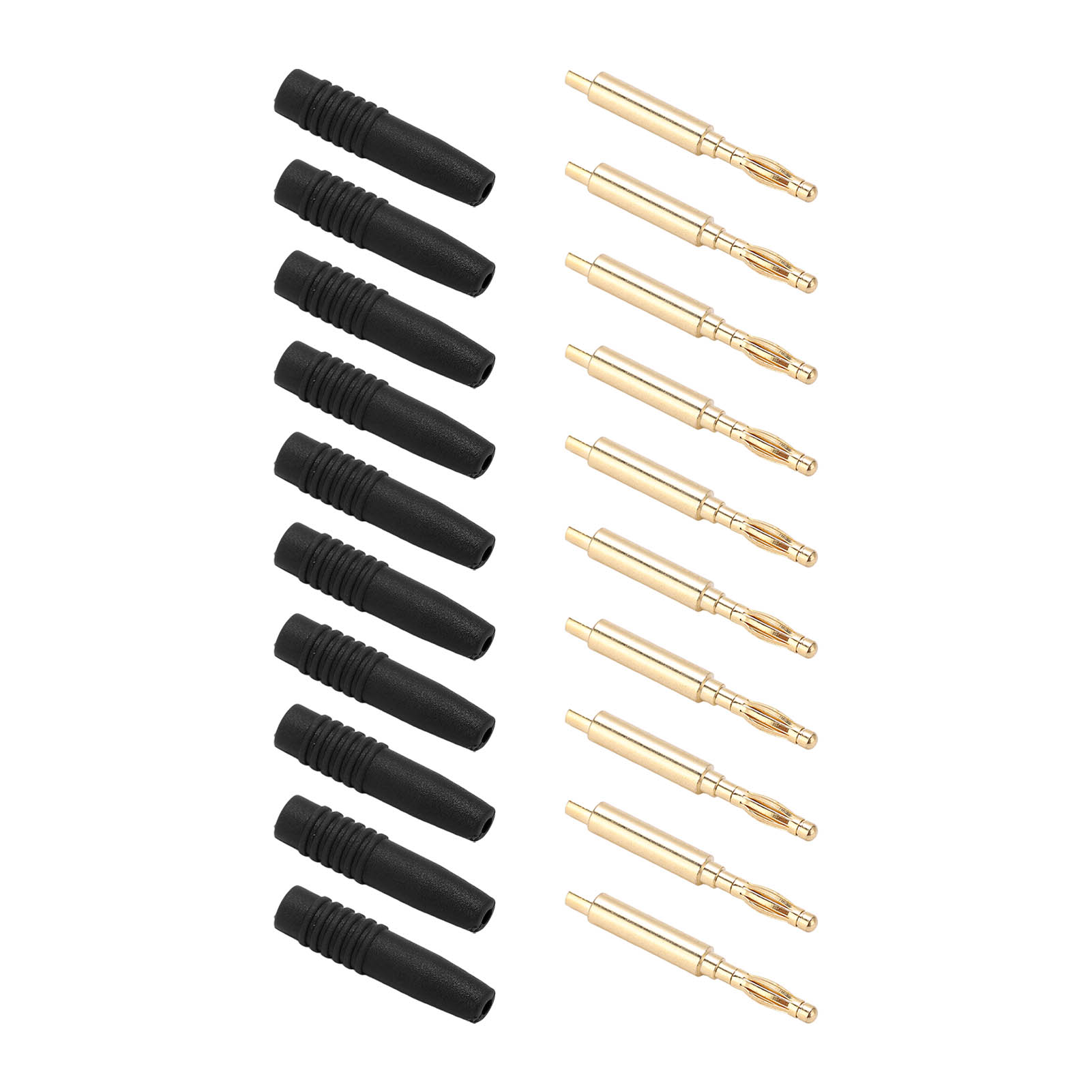 Packung Mit 10 Vergoldeten 2-mm-bananensteckern (männlich), Isolierten Metallverbindern Mit Gehäuse, Für Testgeräte, Schwarz