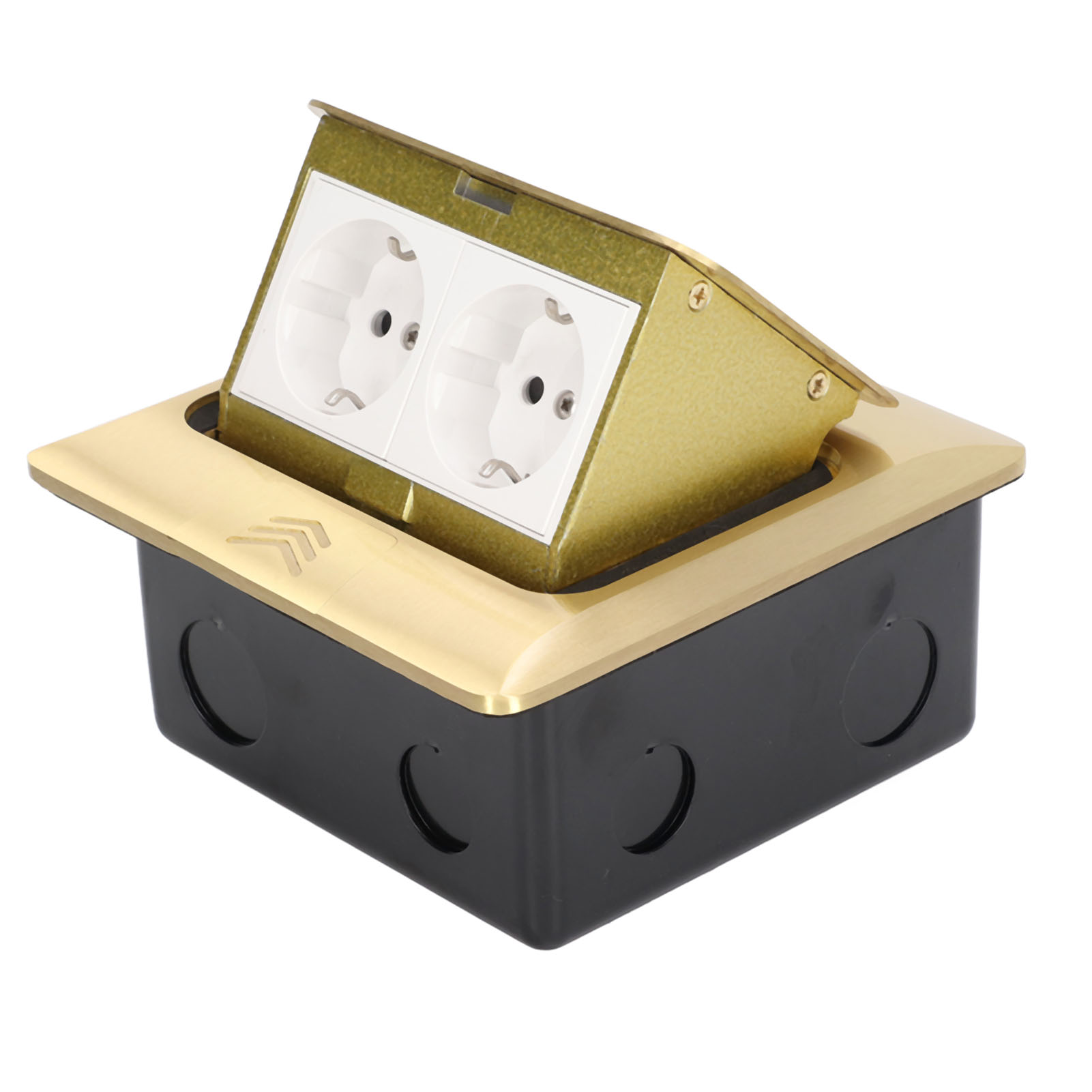 Versenkbare Bodensteckdose Mit 2 Positionen, Eu-standard, Drehbarer, Vergoldeter Messing-tischfuß, 16 A 250 V, Unterputzmontage