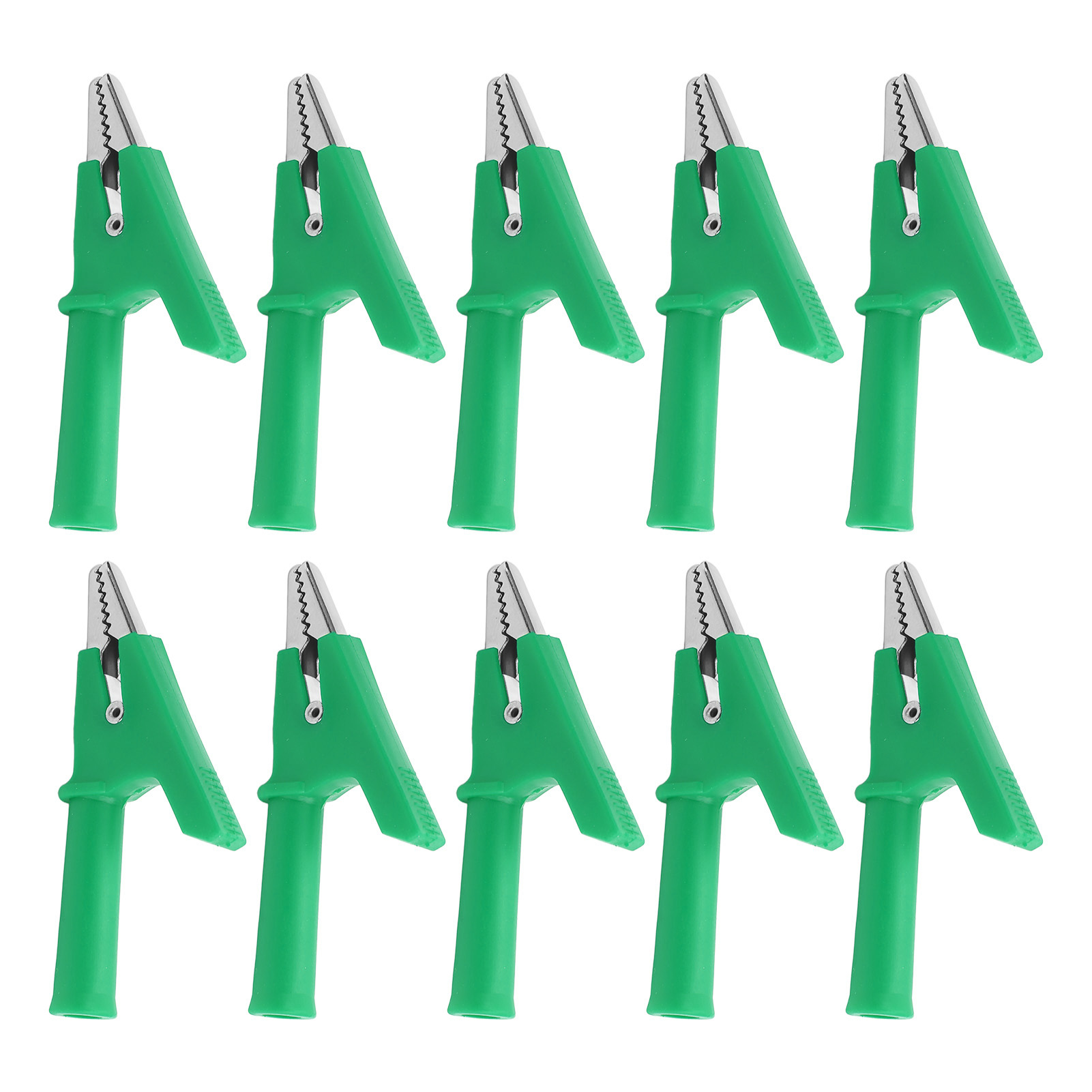 Set Mit 10 Krokodilklemmen Für Prüfzwecke, 10 Mm Öffnung, 10 A, Mit 4-mm-buchse, Zubehörset, Grün