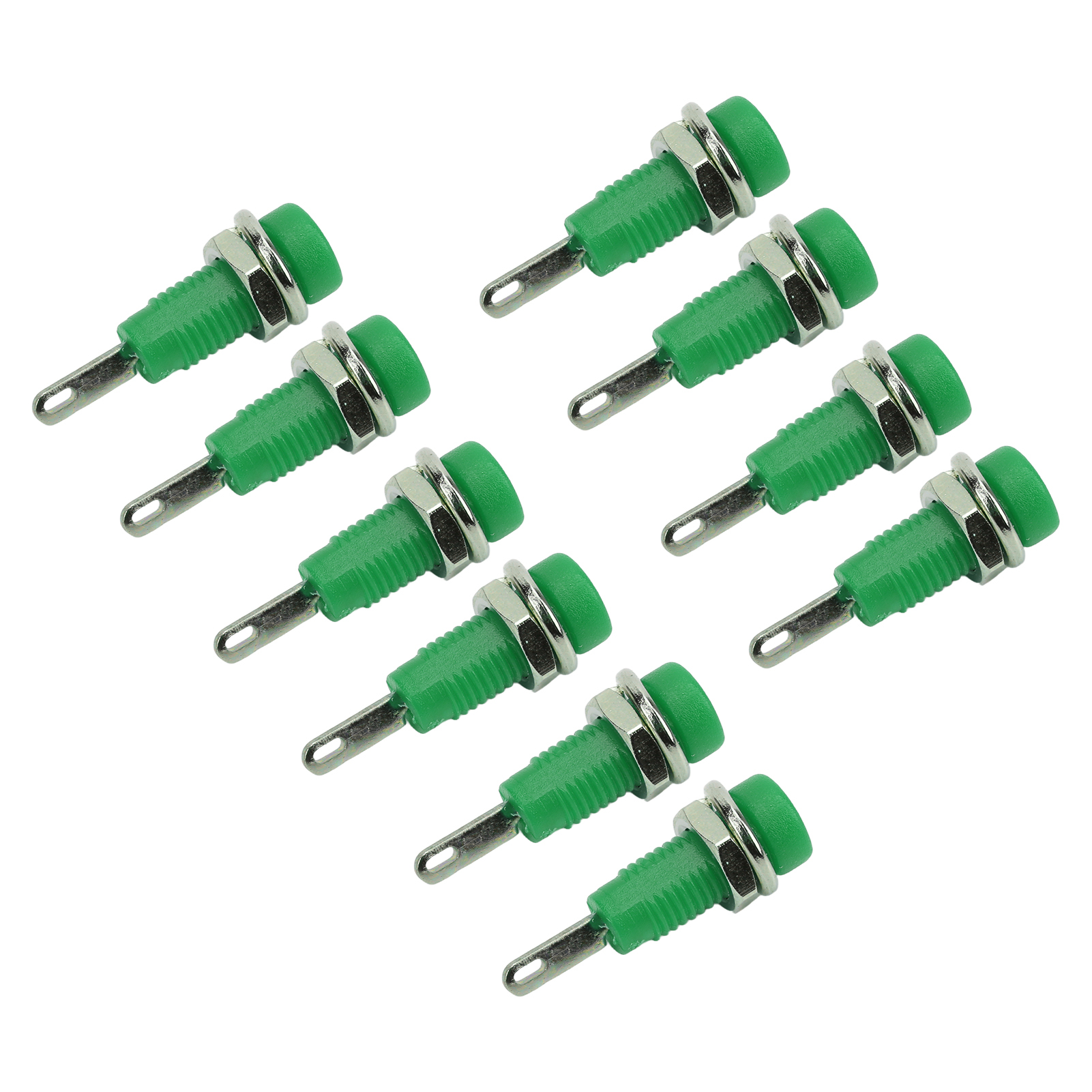 10 Bananenstecker 2 Mm J.40003 Mit Doppelt Verlängerter Spitze, Grün, Lötanschluss Für Elektronische Geräte, 10er-packung