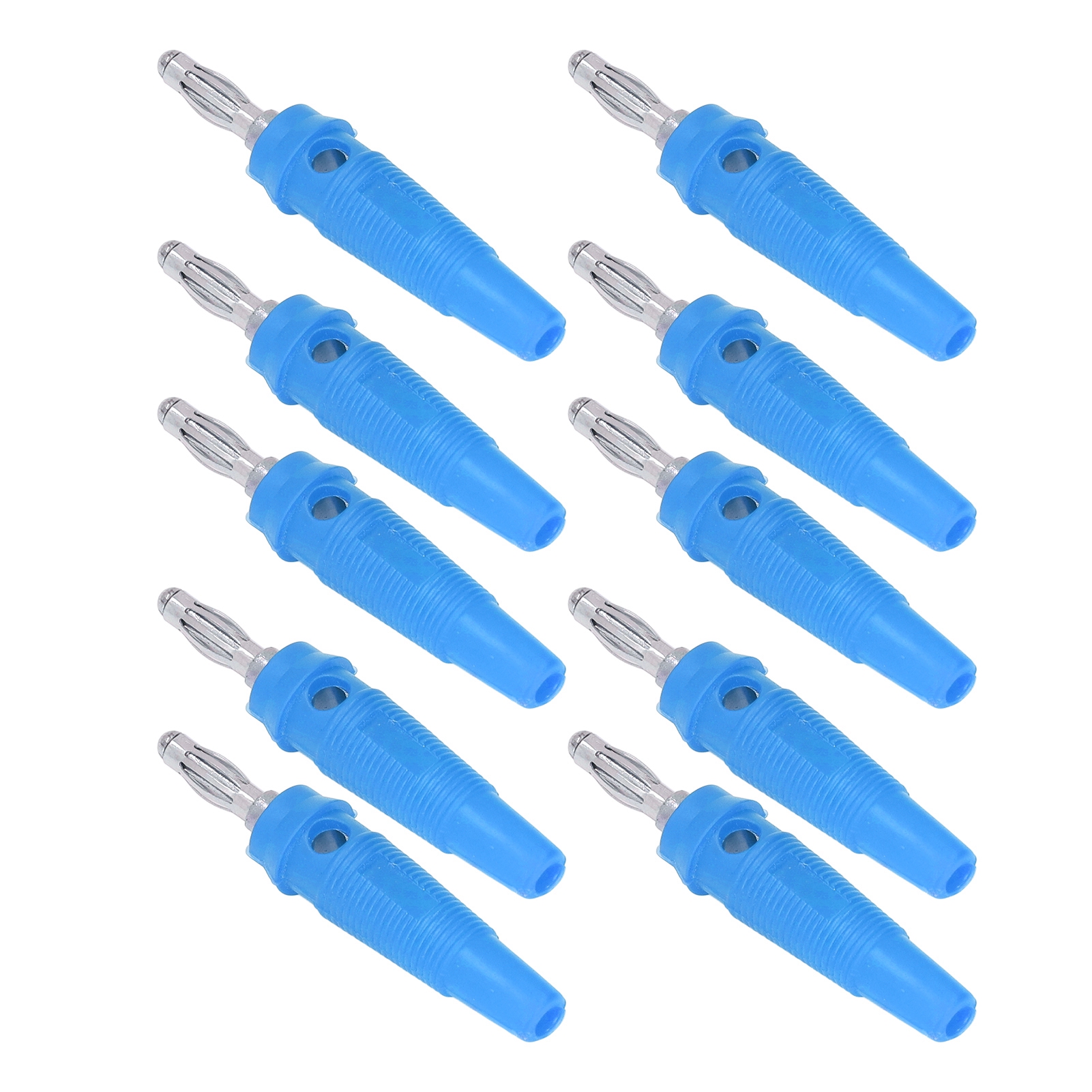 Packung Mit 10 Bananensteckern (4 Mm), Anschlussbuchsen Für Lötgeräte, Ladegeräte Und Generatoren, Blau