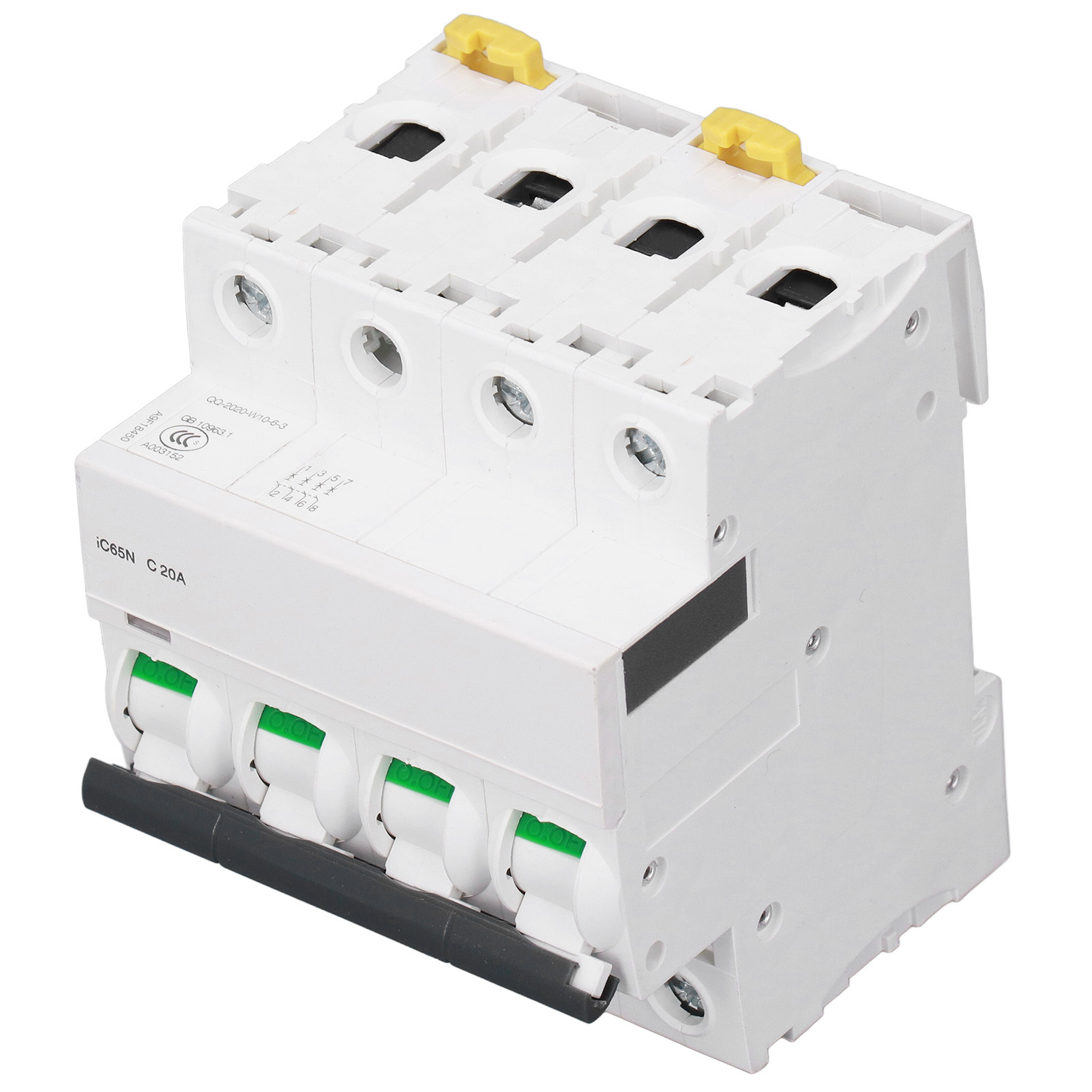 Leitungsschutzschalter 4p 20a C20, Pa66, Din-schiene, 400v Niederspannung, 6000a Abschaltvermögen, Elektrischer Schutz, 4-poliger Modularer Leitungsschutzschalter