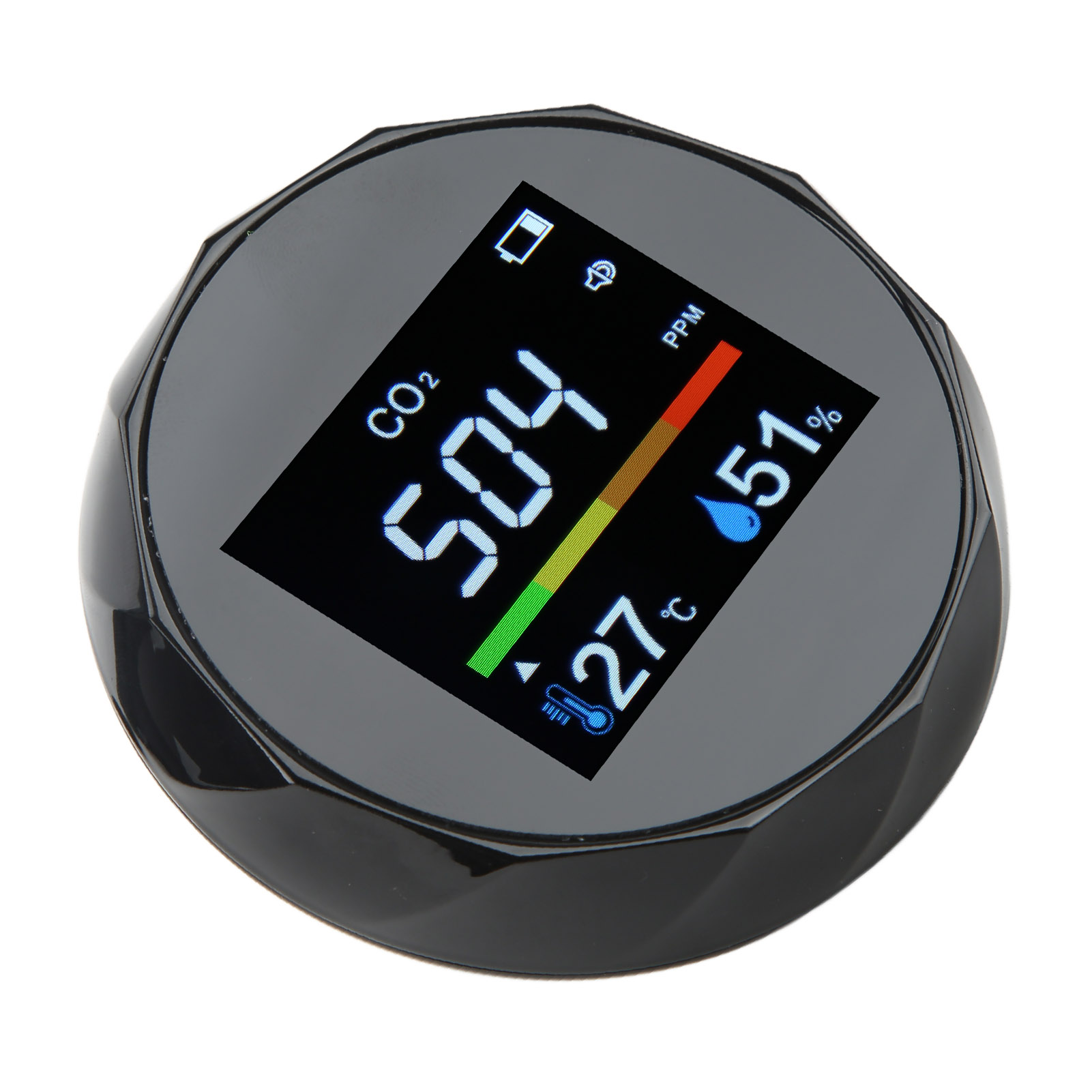 Tragbarer 3-in-1 Co2-detektor, Kohlendioxidmonitor, Temperatur- Und Feuchtigkeitsmesser, Luftqualitätsanalysator Zn-2co6, Schwarz, Für Zuhause Und Büro.