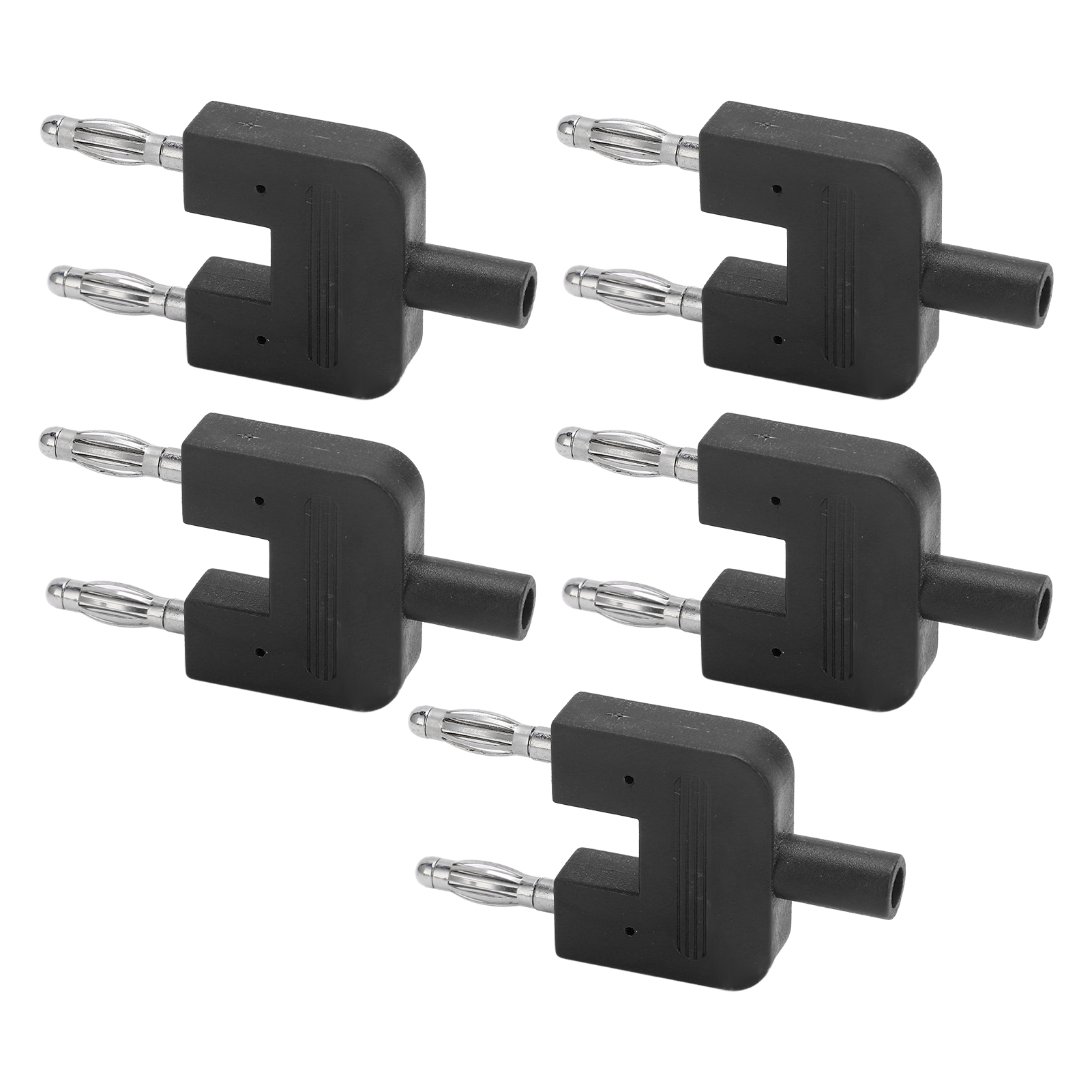 5er-pack Doppelbananenstecker, Zweireihig, 1 Buchse Auf 2 Stecker, Robuste Verbindung, Hervorragende Leitfähigkeit, Schwarz