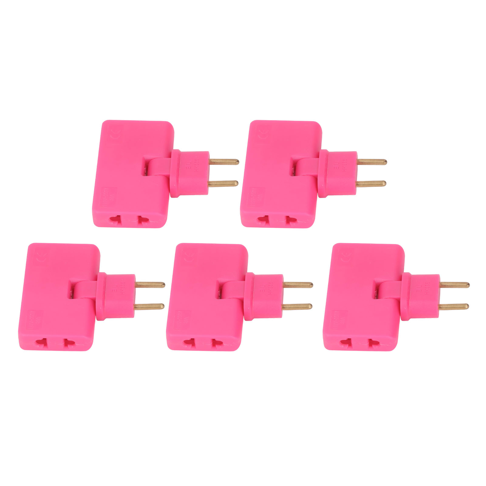 5-in-1-mehrfachsteckdose, 180° Drehbar, Eu-adapter 1 Auf 3, Kabellos, 110–250 V, Rosarot, 5er-pack, Verlängerungskabel Für Europäischen Stecker