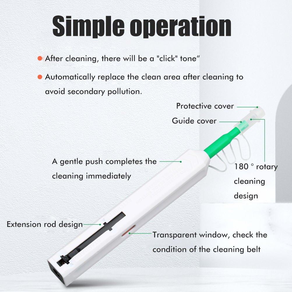 Glasfaser-reinigungsset, 180° Drehbarer Reinigungsstift, Über 800 Reinigungen, 2,5-mm-sc/st/fc-stecker, Aderendhülsen-reinigungswerkzeug