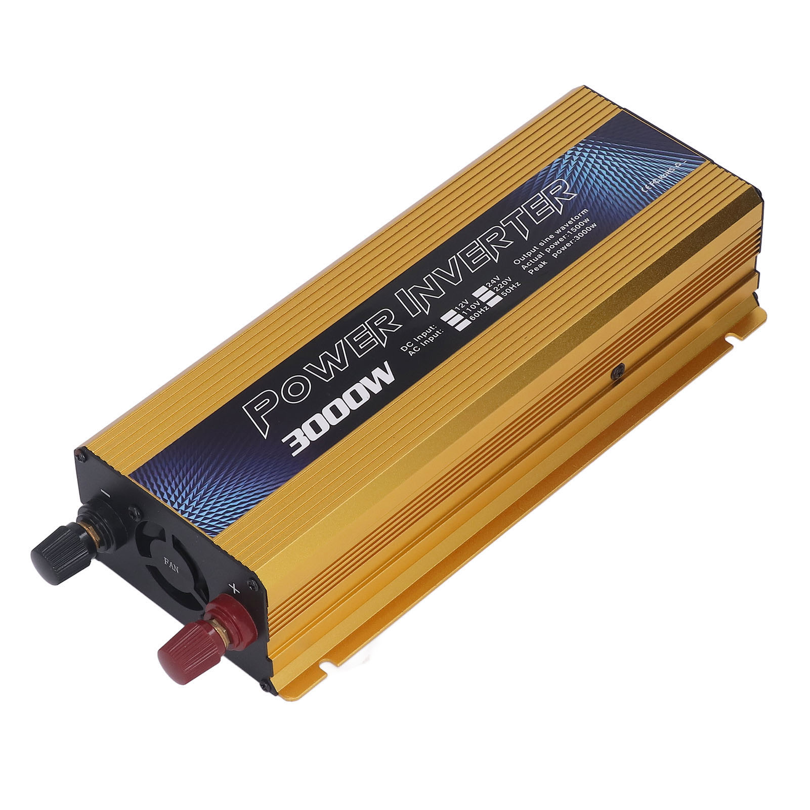 3000-w-sinus-wechselrichter (12 V Auf 220 V, 50 Hz) Mit Usb-anschluss, Eingebautem Lüfter, Kfz-wechselrichter (gold)