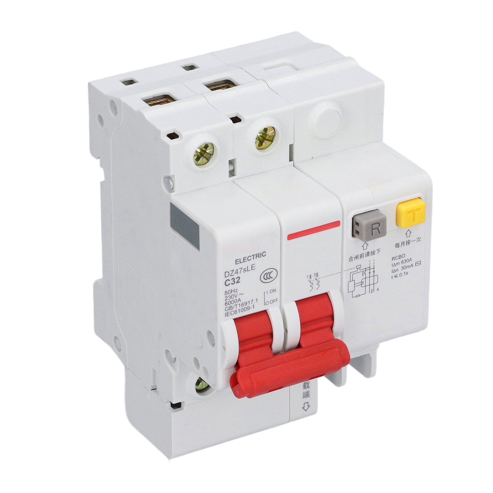2p Modularer Din-schienen-fehlerstromschutzschalter 32a 230v Ac Dz47sle C32, Fehlerstrom- Und Überlastschutz, Sicherheitsschalter Für Schalttafeln.