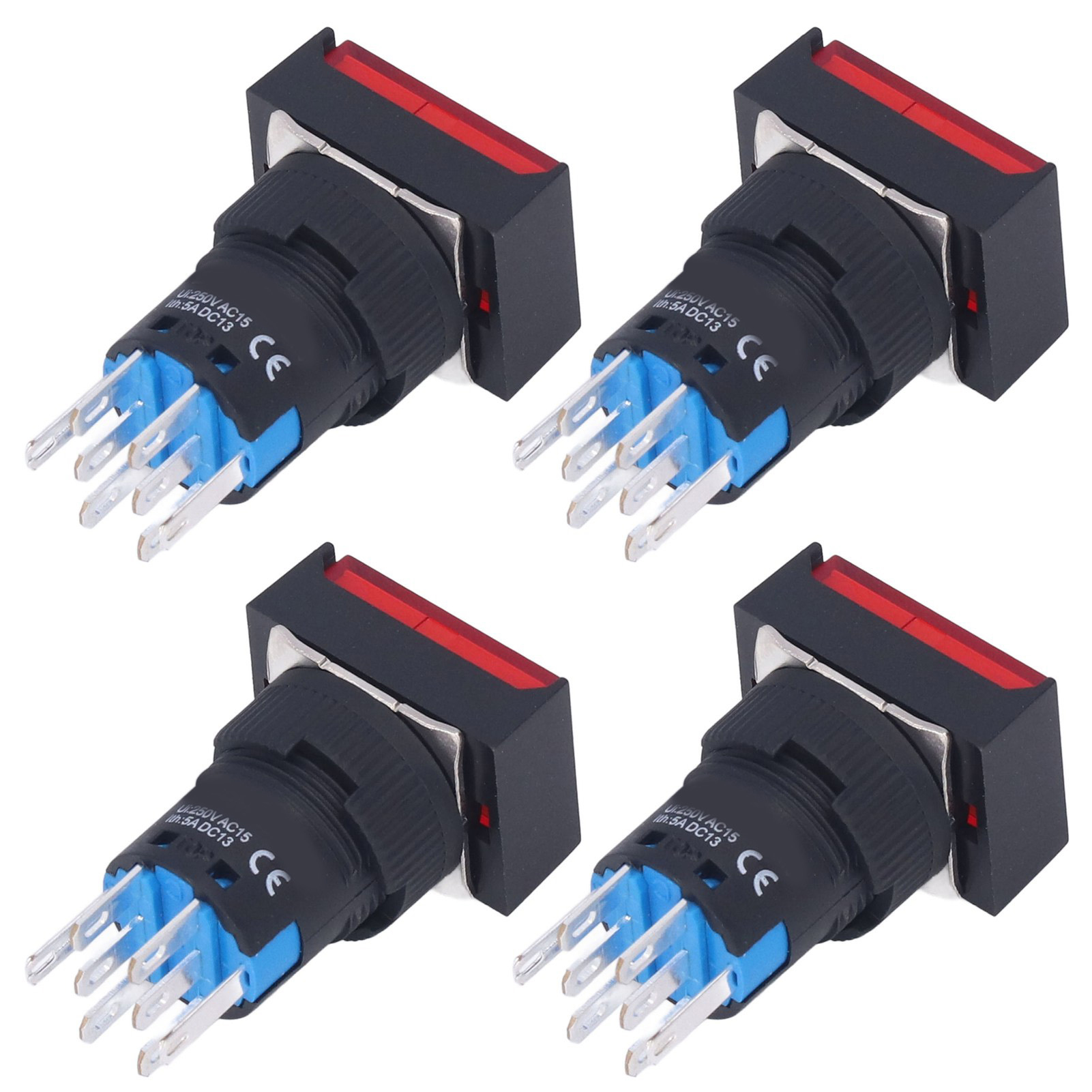 16 Mm 12 V Rot Beleuchteter Drucktaster, Packung Mit 25 Selbstverriegelnden Abs- Und Messingknöpfen, Quadratischer Mikroschalter Mit Verriegelungsmechanismus.