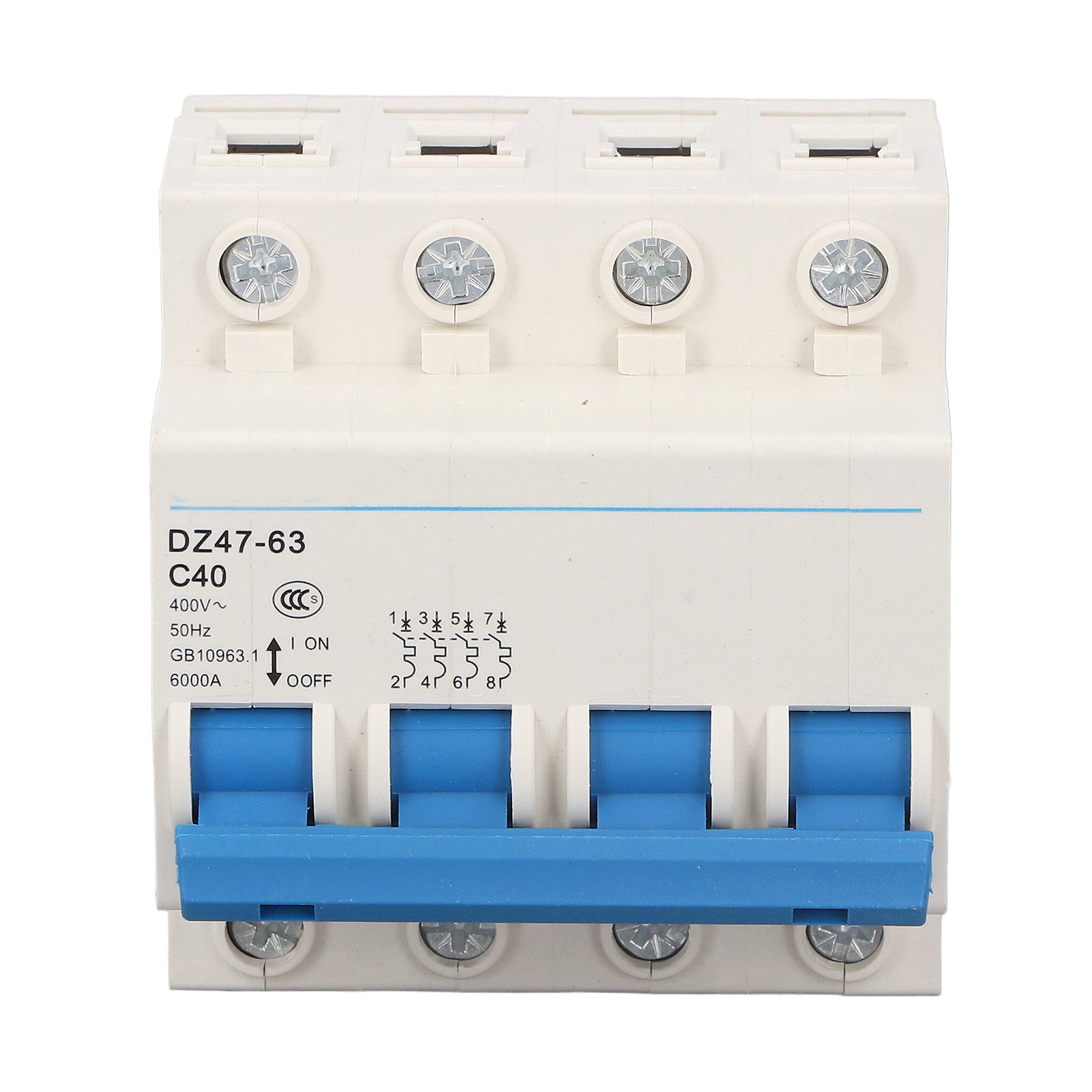 Miniatur-leistungsschalter 4p 40a Dz47-63 C40, 400v Niederspannungsschutzschalter, Din-schienenmontage, Modularer Leistungsschalter