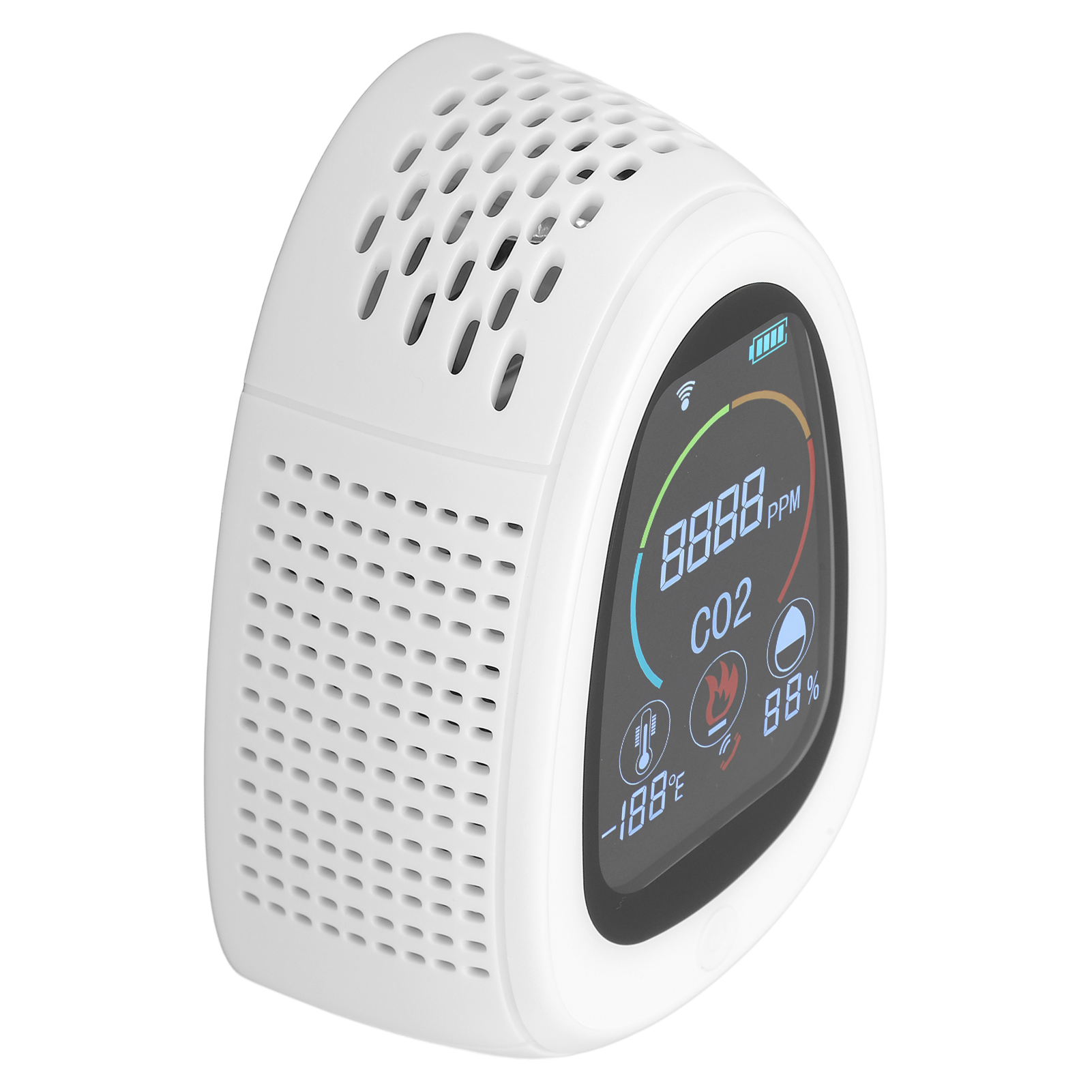 Intelligenter Wlan-co2-detektor, Kohlenmonoxid- Und Rauchmelder, Thermometer-hygrometer, 5-in-1-luftqualitätssensor Für Zuhause.