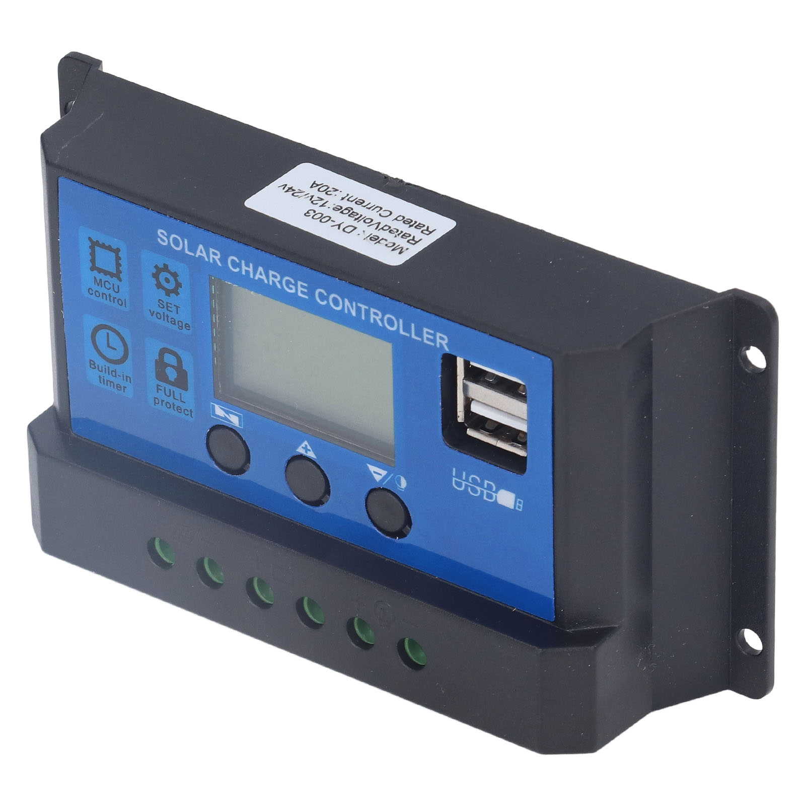 20a 12v/24v Solar-laderegler Mit Lcd-bildschirm, Automatischer Erkennung Und 2 Intelligenten 5v Usb-anschlüssen
