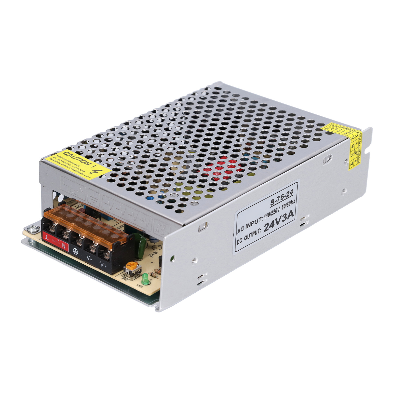 24v 75w Schaltnetzteil, Weitbereichstransformator, Überlastschutz, Aluminiumgehäuse, Gleichstromnetzteil S-75-24, Für Industrielle Anwendungen.