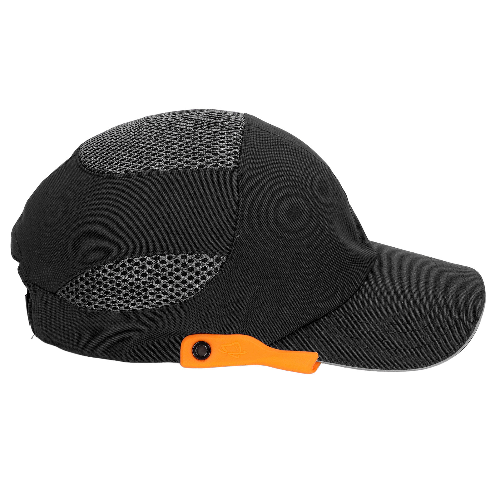 Faltbare, Atmungsaktive, Gepolsterte Kopfschutzkappe Mit Schwarzem Schirm Und Orangefarbenem Rand, Verstellbar Für Sport Und Arbeit.