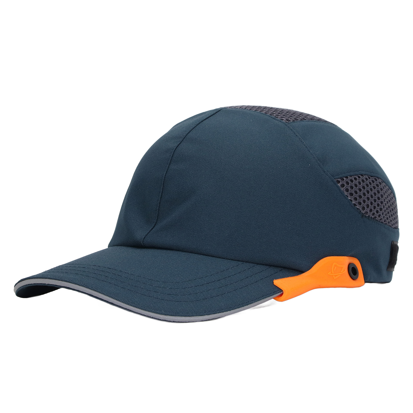Atmungsaktive Schutzkappe Für Sport Und Arbeit, Blau Mit Orangefarbenem Besatz, Verstellbar, Mit Festem Visier Und Schirm, Leichter Und Belüfteter Kopfschutz.