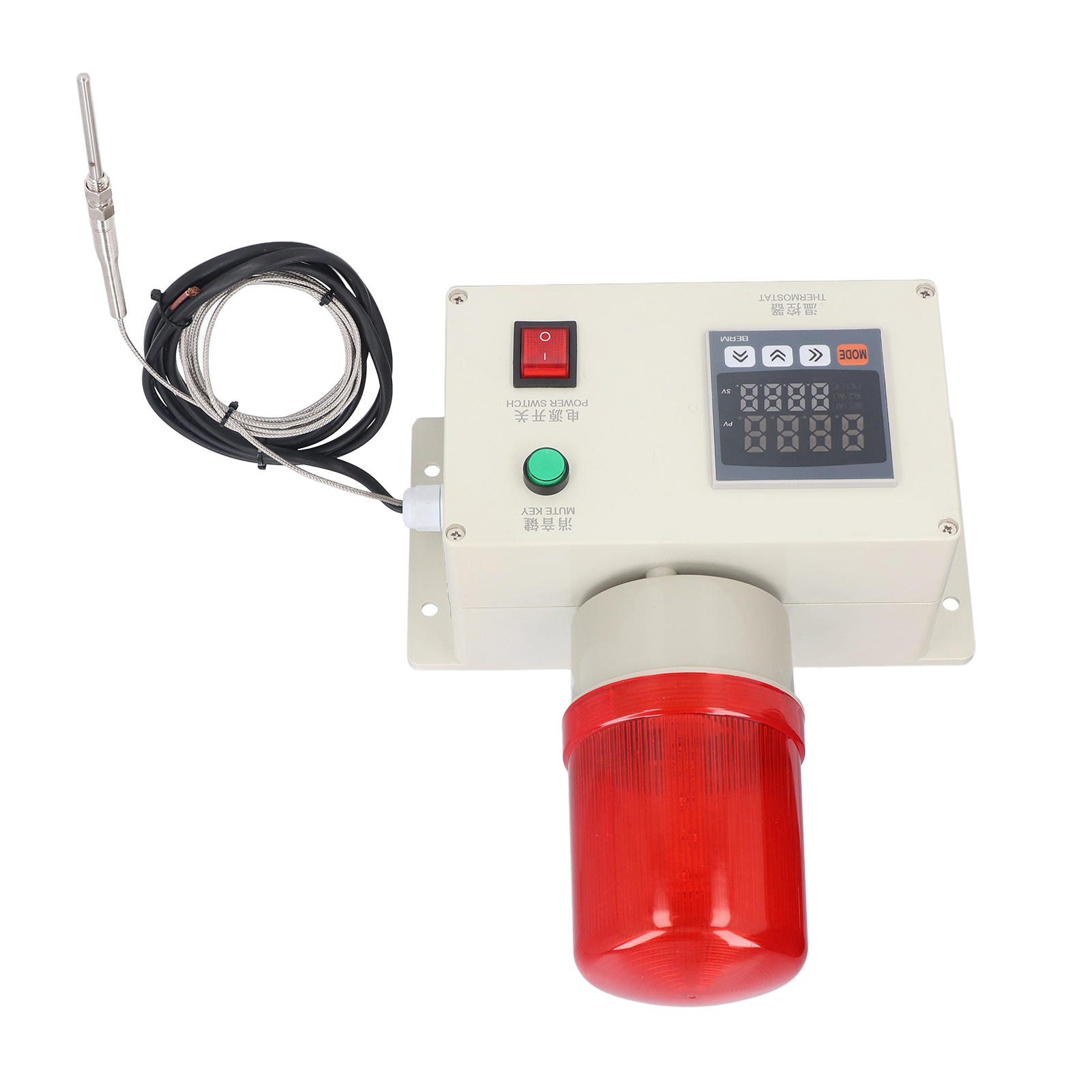 Alarmthermostat Mit Akustischem Alarm Und Blinklicht, Ac 220v Temperaturregler, Bem1101j7asct Sensor, Heizungsregler Mit Sirene Und Blinklicht.