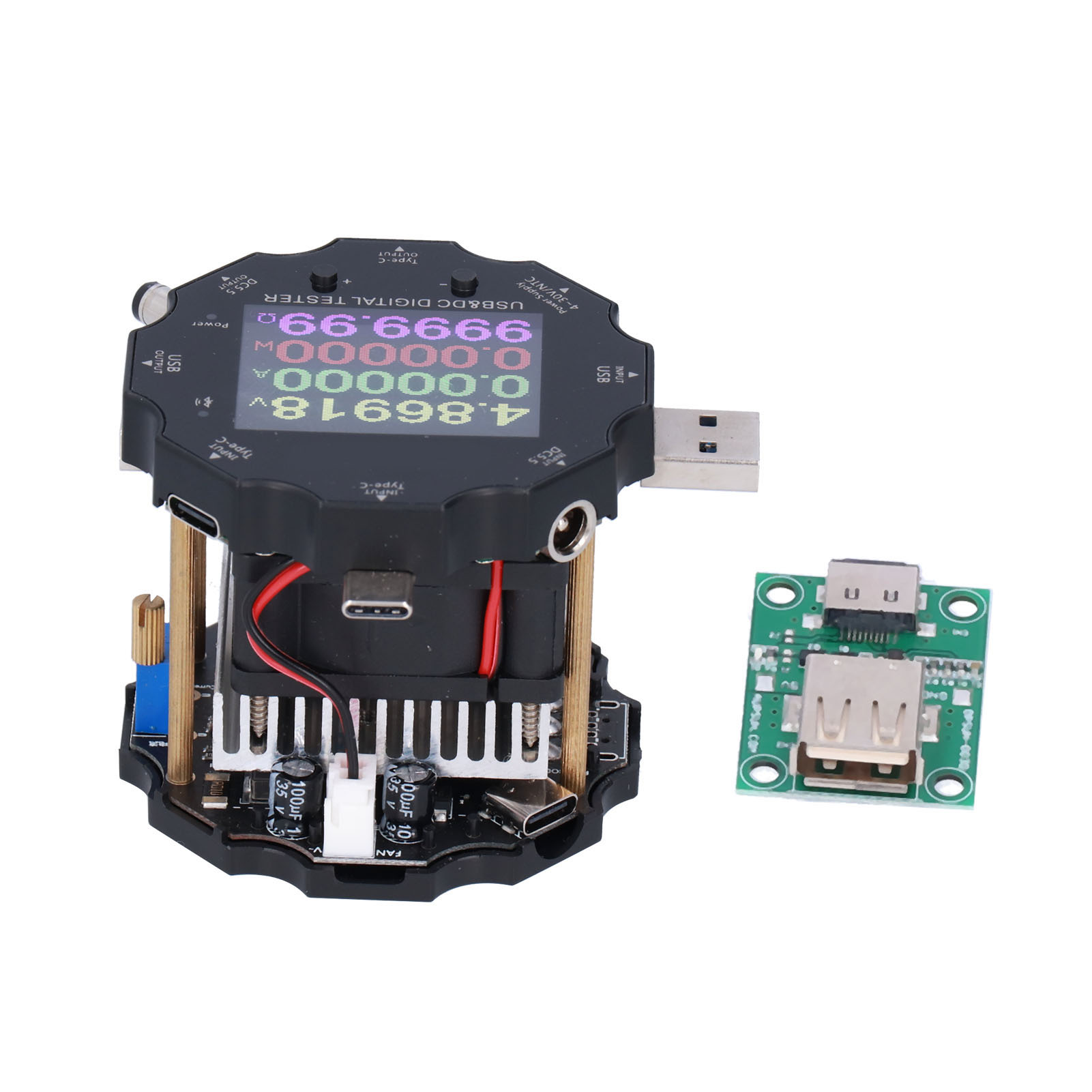 Usb-tester Mit Hd-led-bildschirm, 3-in-1-digitalmultimeter Mit Eisengehäuse, Misst Spannung, Strom Und Leistung, Praktischer Lasttester.