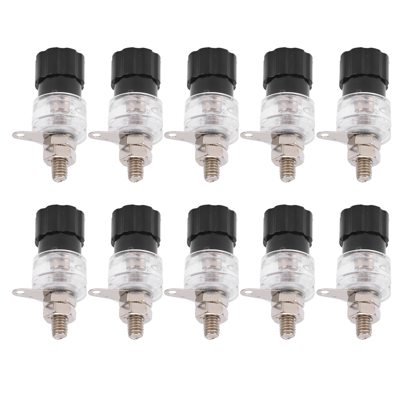 10er-pack Bananenstecker, 4 Mm Kupfer, Transparent, Zinklegierung, Schwarze Schraube, Lautsprecheranschluss, 30 V Ac – 60 V Dc