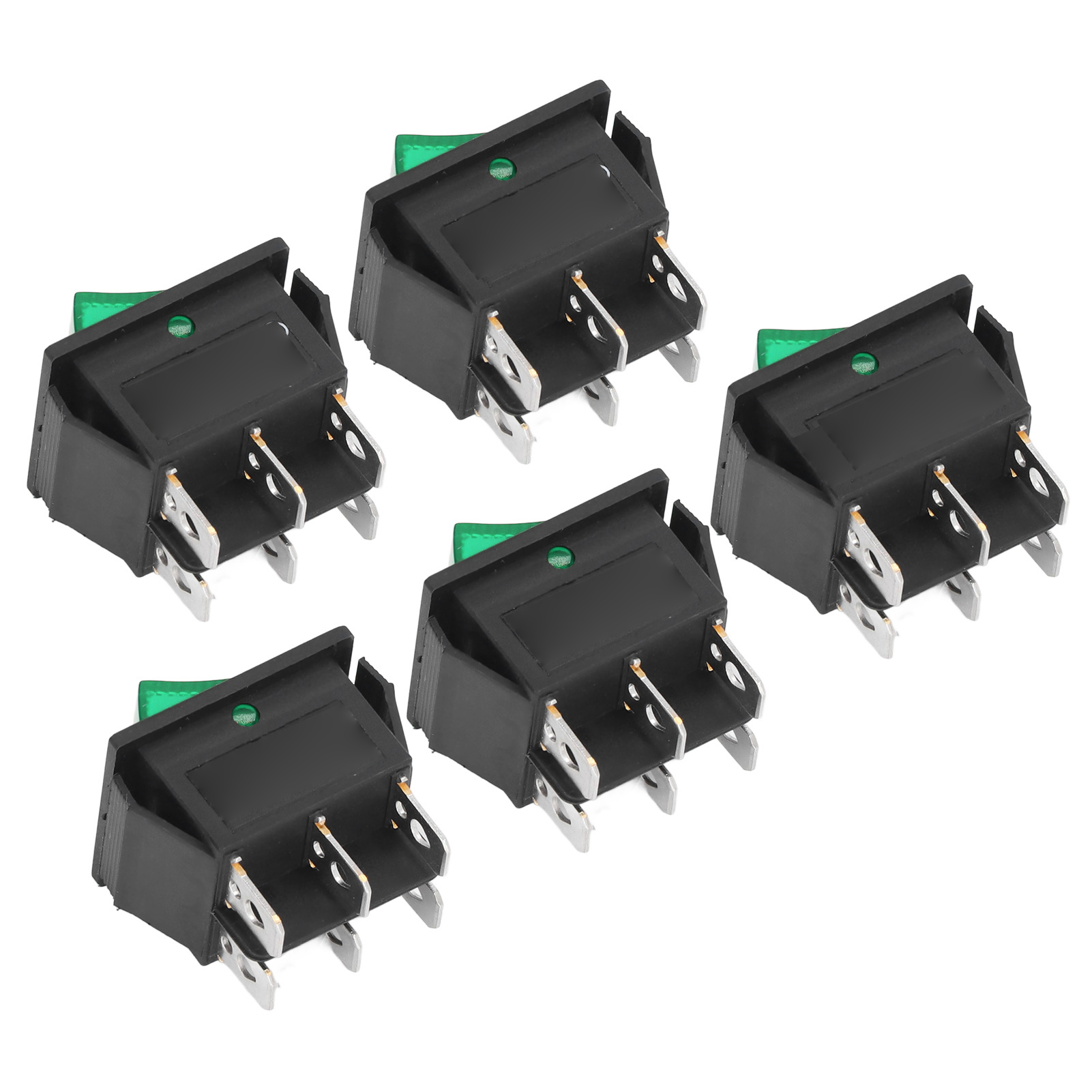 6-poliger Abs-wippschalter, 50 Stück, 2 Positionen Ein/aus 125/250v, Maschinensatz, Grün, Packung Mit 50 Stück.