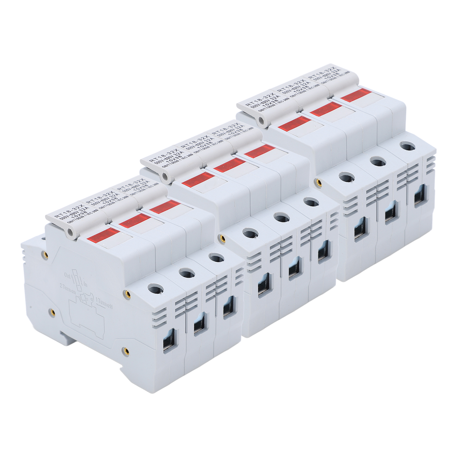 Miniatur-din-schienen-sicherungshalter Rt18-32x Mit Led-anzeige, 32 A, 500–690 V, Drehstrom, 3-poliger Sockel