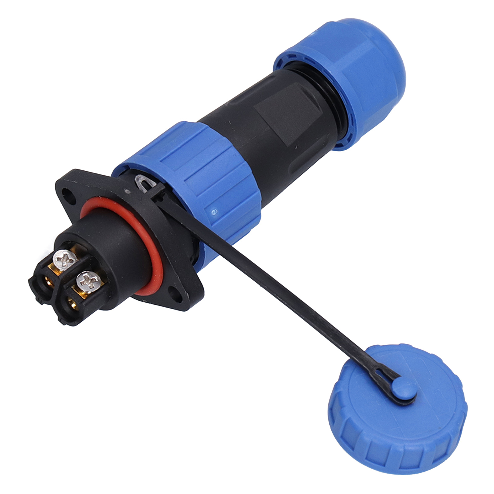 2-poliger, Wasserdichter Ip68-luftfahrtstecker, 250 V, 20 A, Lp16-flansch, Für Elektrische Kabel, Industrielle Wasserdichte Armatur
