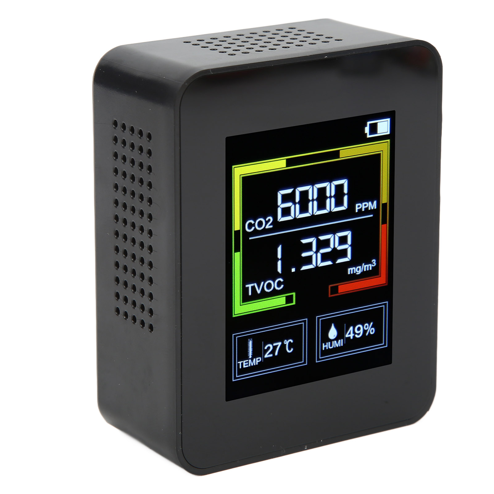 Znaz2co2 Co2-detektor, 4-in-1 Smart-luftqualitätsmonitor, Voc-messung, Tragbares Thermometer Und Hygrometer, Schwarz.