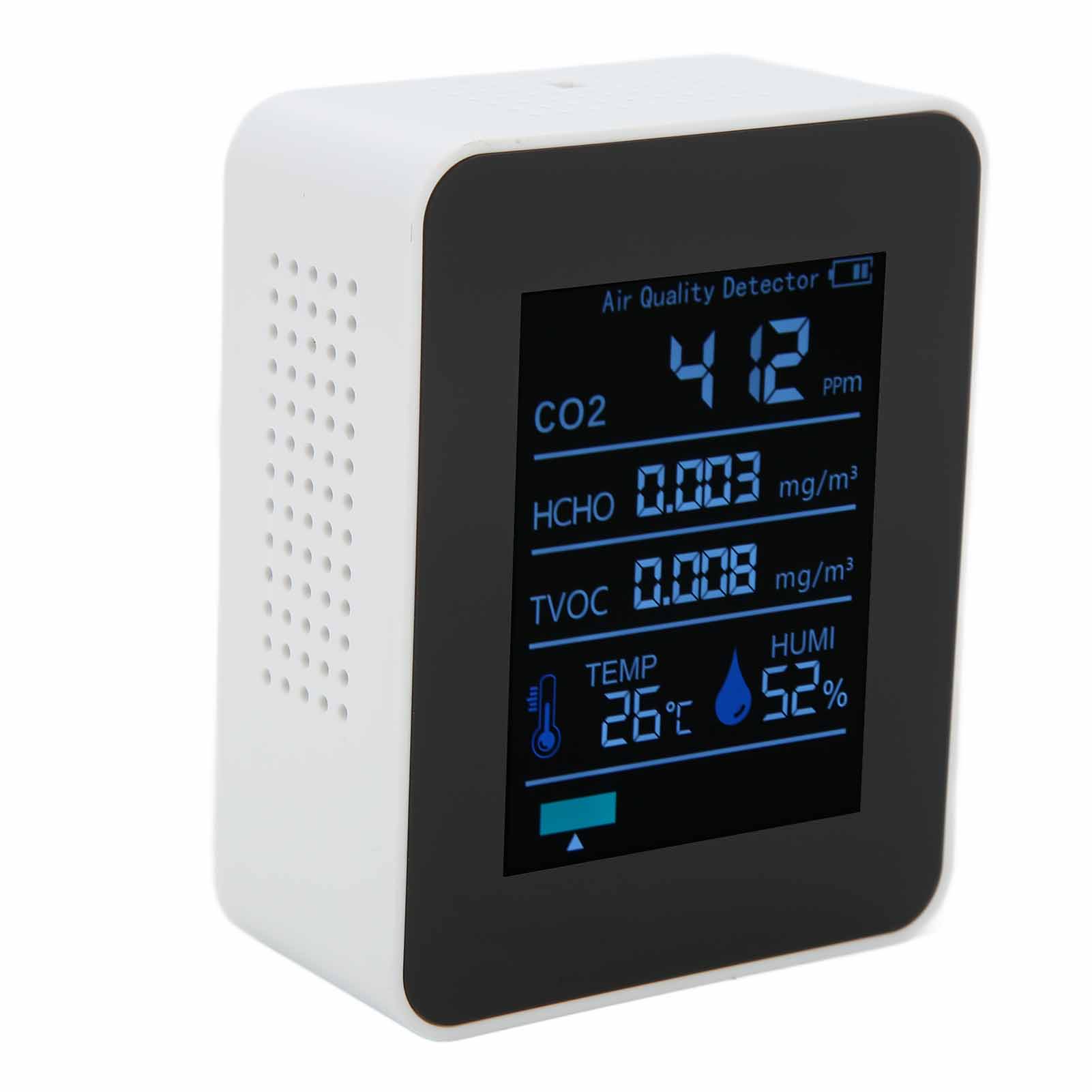 Znaz2co3tb 5-in-1 Bluetooth-luftqualitätsdetektor, Multifunktionaler Co2-, Temperatur- Und Feuchtigkeitsmonitor Für Büro Und Zuhause (weiß)