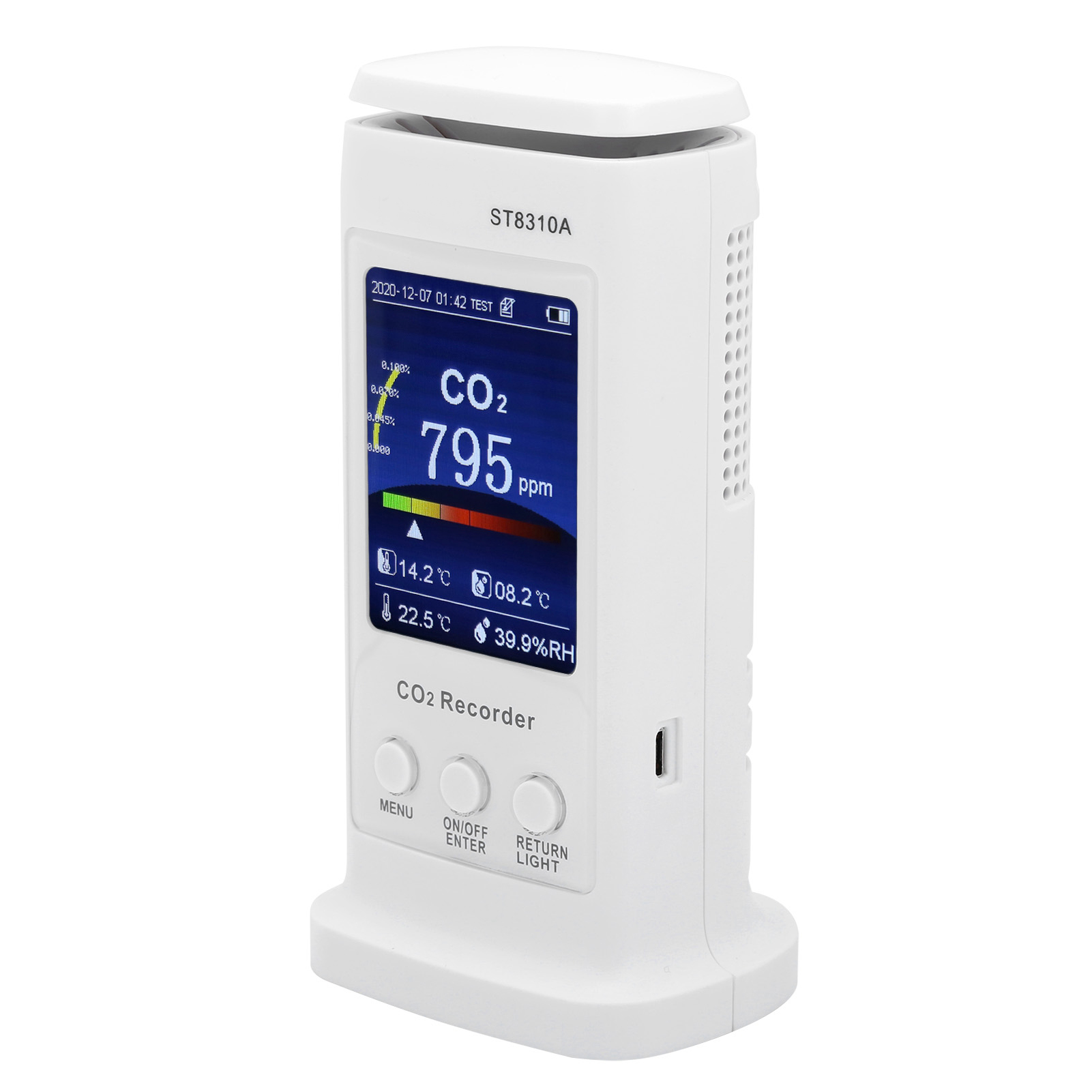 St8310a Co2-detektor Mit Farbbildschirm, Multifunktions-luftqualitätsanalysator, 80.000 Datenpunkte, Tragbares Außenmessgerät.