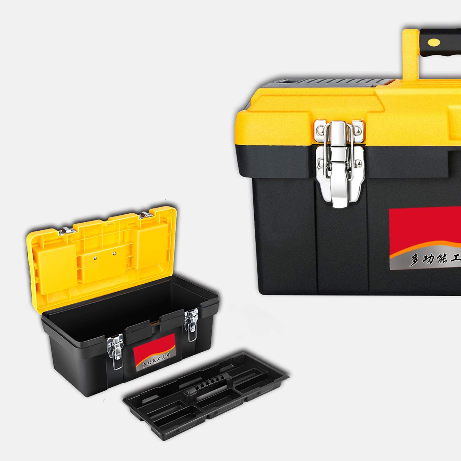 Tragbarer 2-stöckiger Werkzeugkasten, Aufbewahrung Für Elektro- Und Heimwerkerbedarf, 50,8 Cm (20 Zoll) Großer Organizer Aus Verstärktem Kunststoff, Hochwertiger Eisenverschluss, 45,5 X 24 X 20 Cm