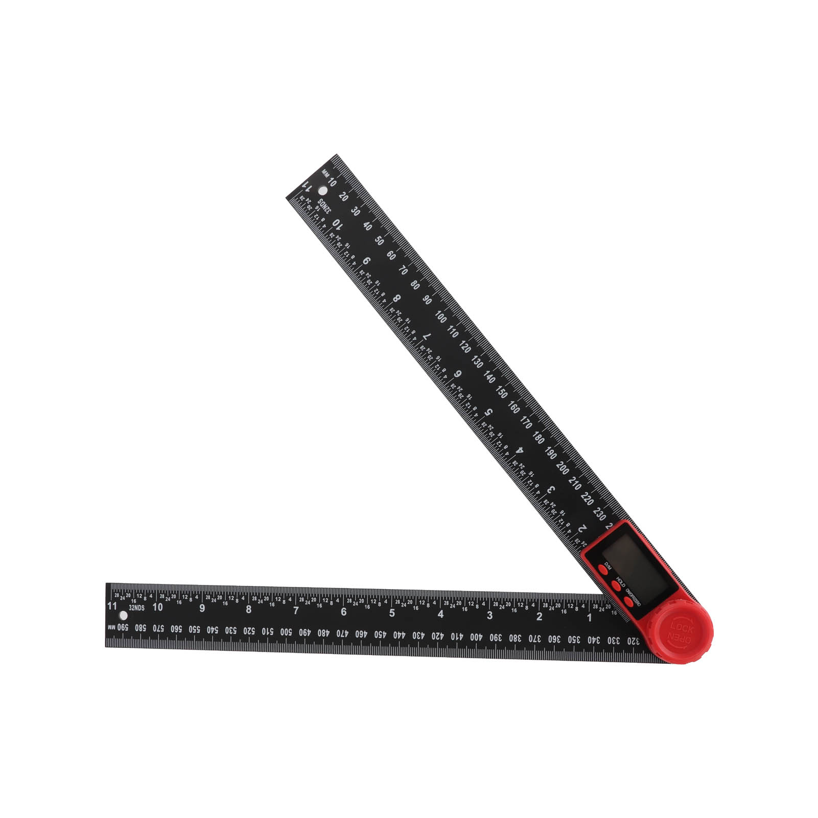 Schwarzer Digitaler 2-in-1-winkelmesser, 300-mm-elektroniklineal Aus Leichtem Kunststoff, Praktisches Winkelmessgerät Mit Digitalanzeige