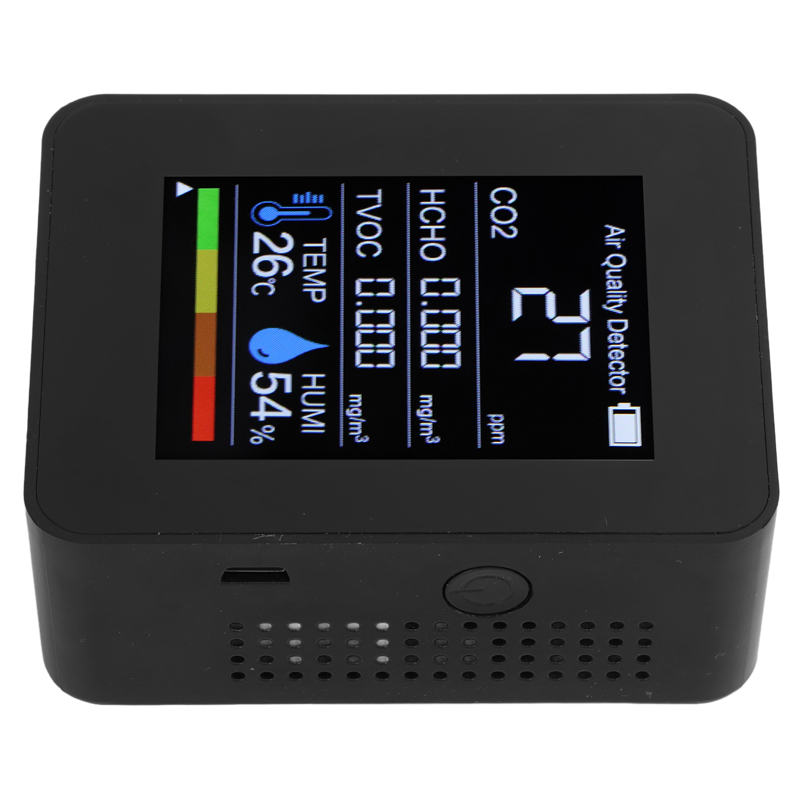 5-in-1 Tragbares Luftqualitätsmessgerät, Digitaler Co2-monitor, Tvoc-hcho-sensor, Temperatur- Und Feuchtigkeitsmesser