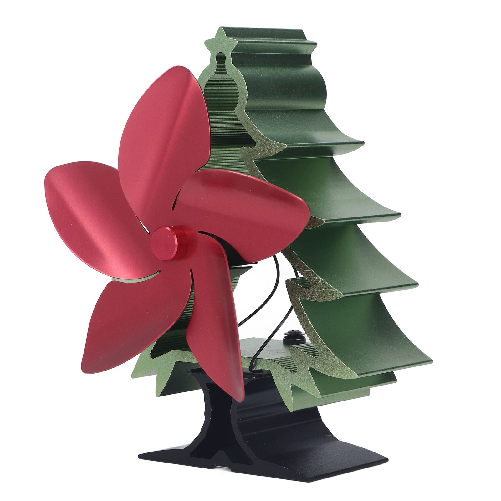 5-flügeliger Kaminventilator Mit Einstellbarer Geschwindigkeit, Kein Stromanschluss Erforderlich, Weihnachtsbaumform, Für Holzöfen, Leise Und Energieeffizient.