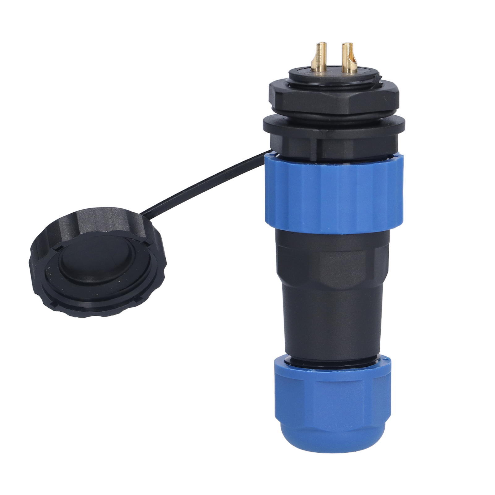 Ip68 Wasserdichter Luftfahrtstecker Sp202 380v, Stecker-buchse-sockel Mit Rückseitiger Mutter, Lötanschluss, 2 Pins, Für Industrielle Verdrahtung.