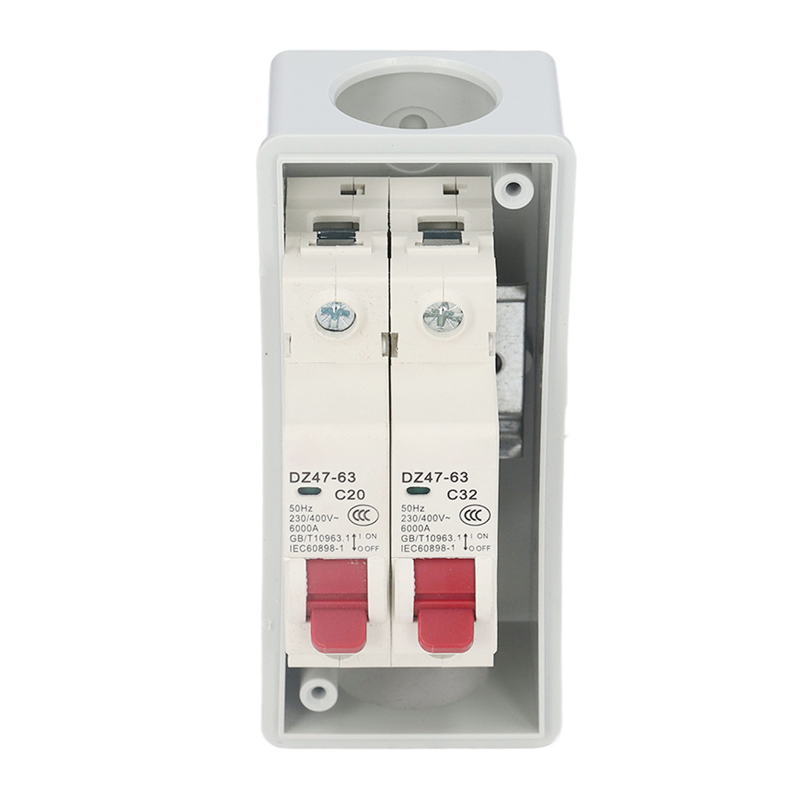 Wasserdichter, Feuerfester 2-modul-verteilerkasten Ip65, Elektrisches Außengehäuse C20a C32a, Modularer Leitungsschutzschalter Typ C, Für Den Außenbereich