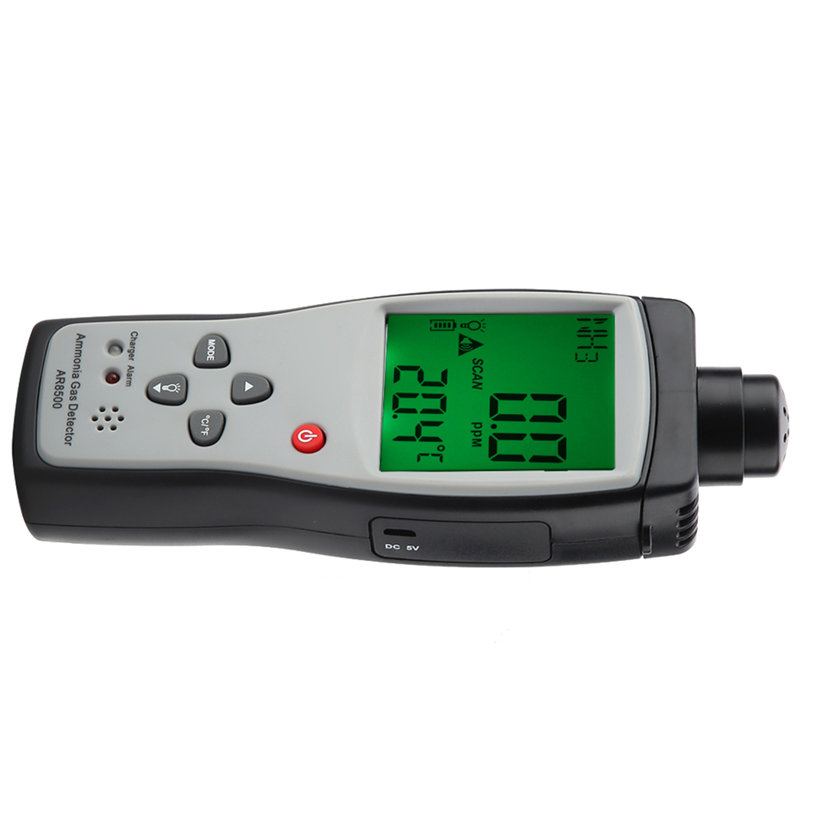 Nh3 Smart Sensor Ar8500 Ammoniakdetektor, Gasmonitor Mit Akustischem Und Optischem Alarm, Messbereich 0-100 Ppm, Stromversorgung 100-240 V, Industrielles Luftqualitätsmessgerät.
