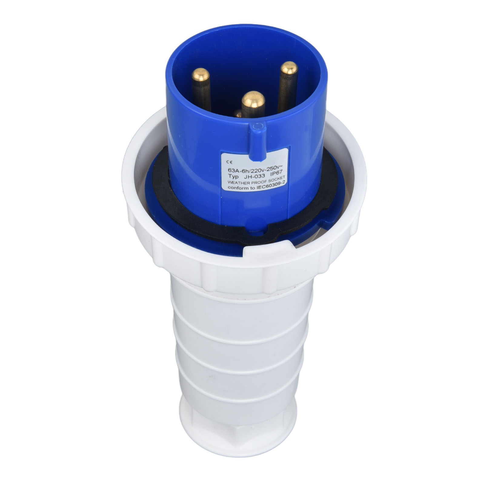 Wasserdichter Industriestecker, 3-phasig, 3-polig, 2p+e, 220–250 V, 63 A, Stecker Und Kabel, Ip67