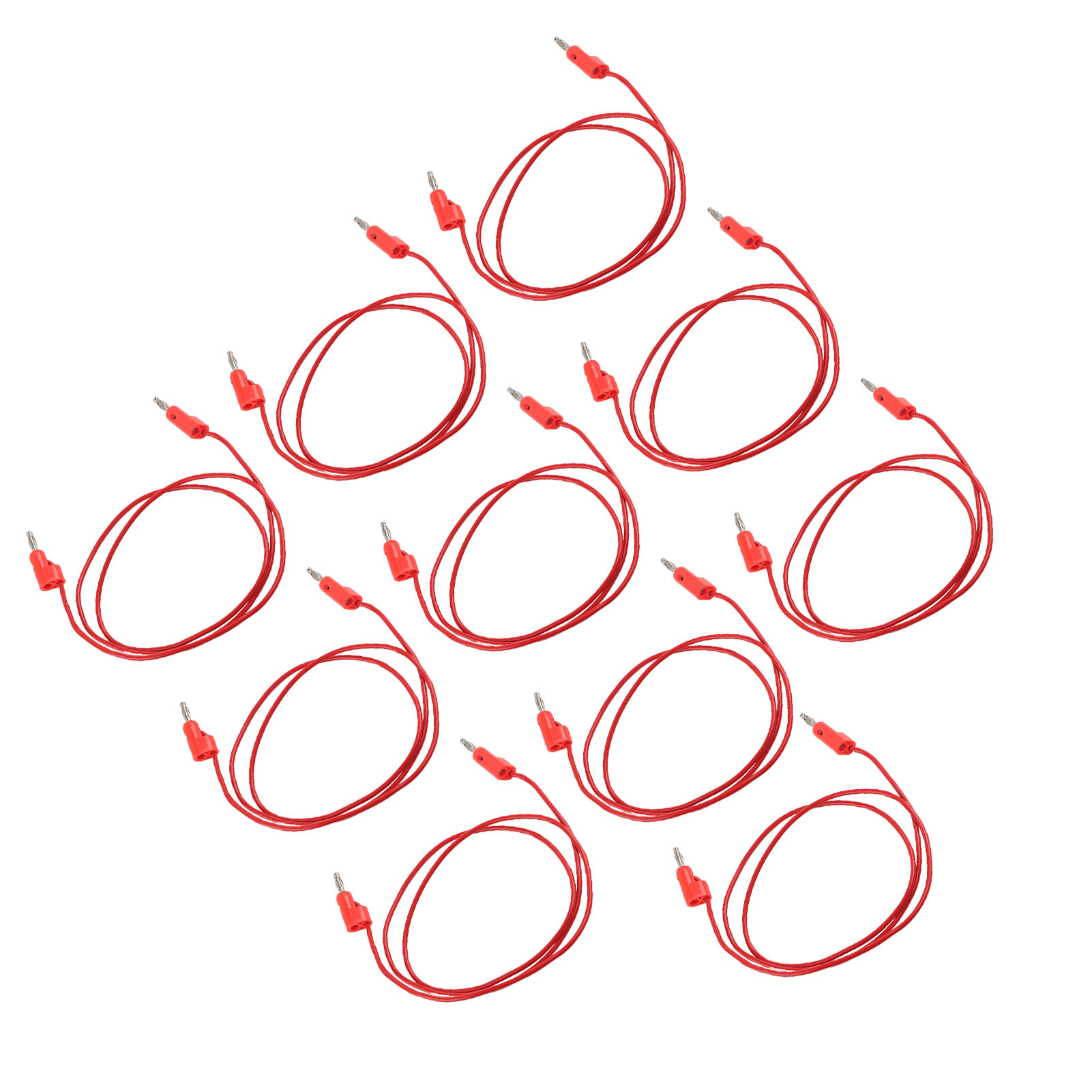 Satz Mit 10 Bananenstecker-messleitungen (stecker-stecker), Messingkern, Elektrische Prüfgeräte J.70006, 4 Mm, Rot