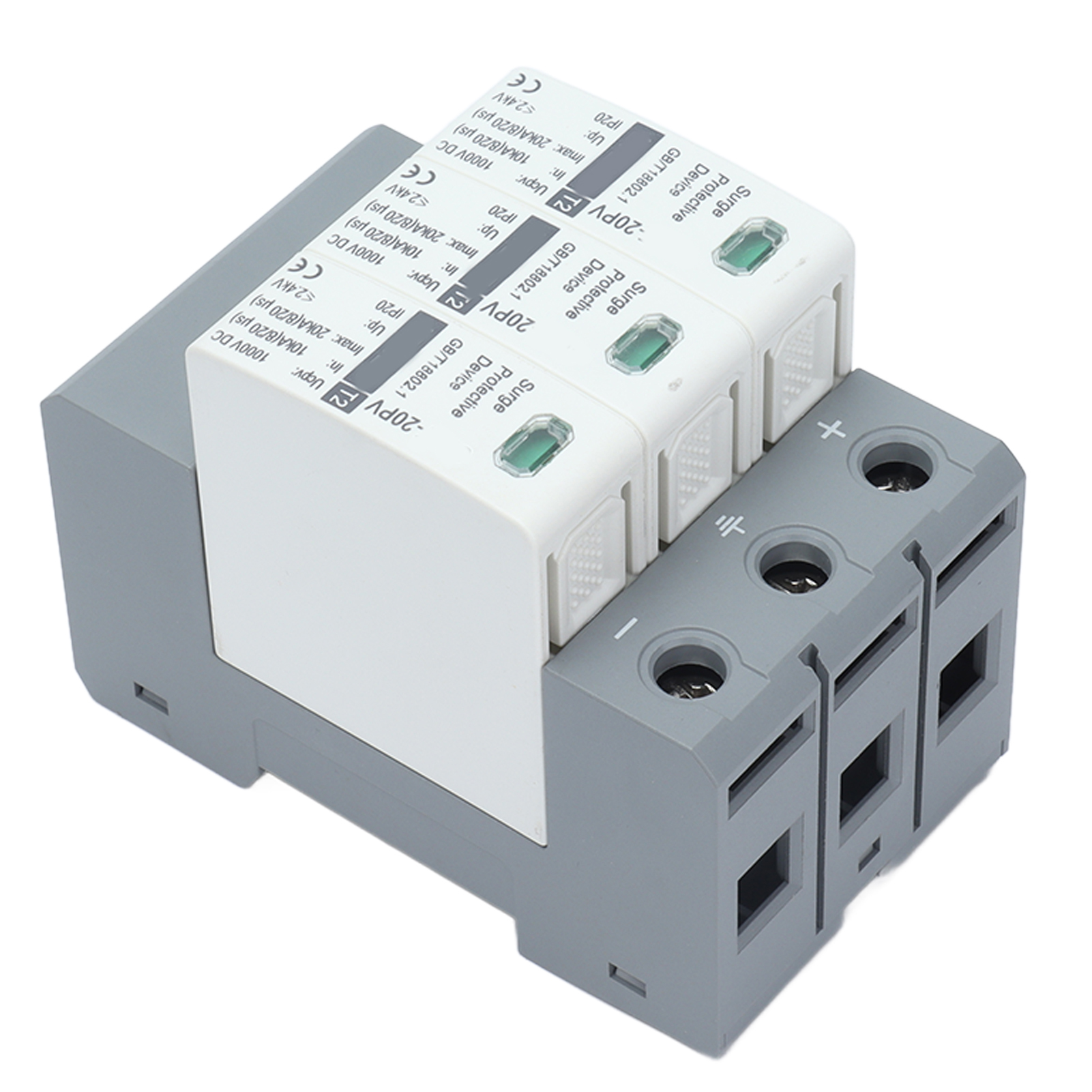 3p 10-20ka 1000v Dc Photovoltaik-überspannungsableiter, Überspannungs- Und Blitzschutz Für Solaranlagen, Dc-überspannungsableitergerät, 3-poliges Überspannungsableiter-set.