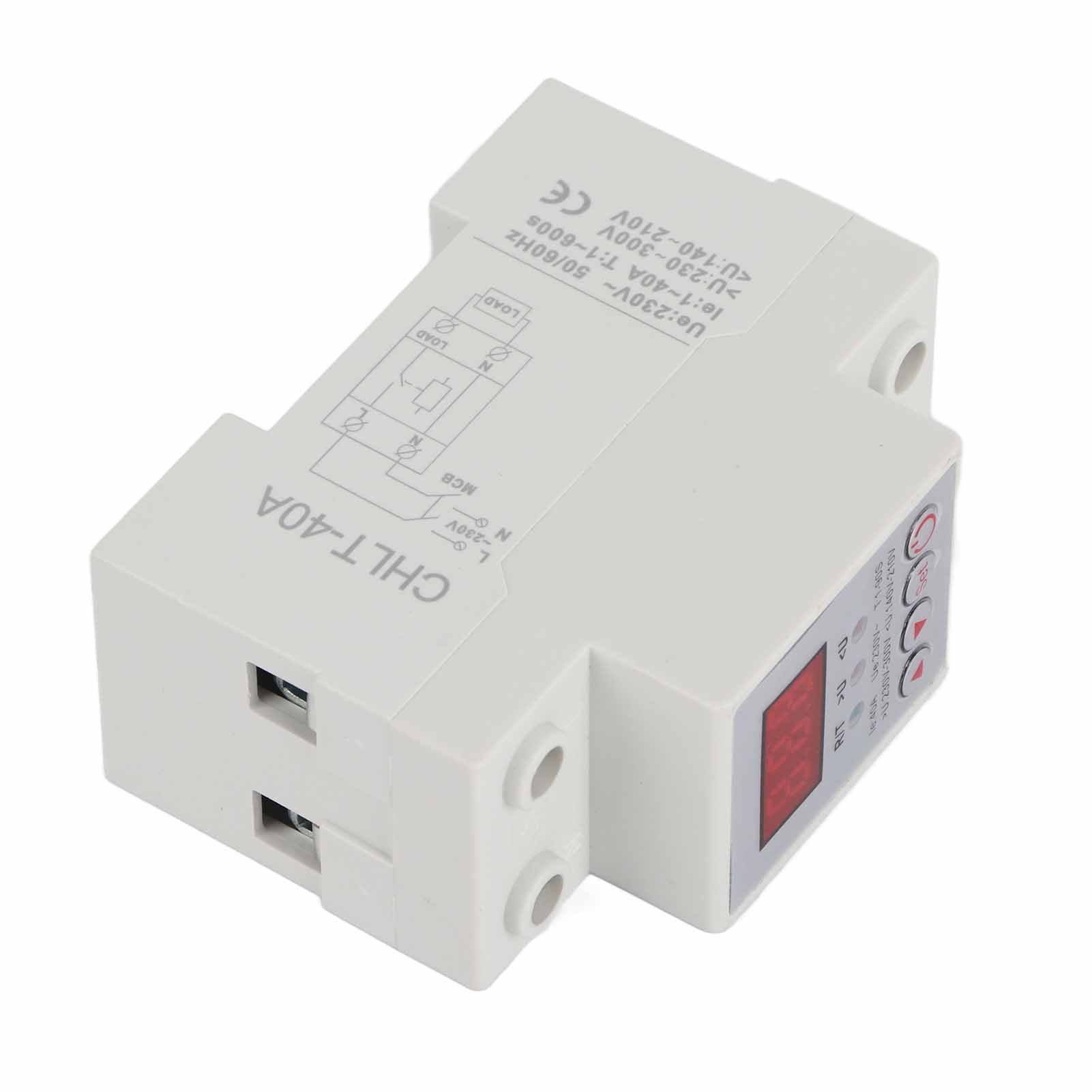 Über-/unterspannungsschutzrelais 230 V 40 A, Einstellbare Zeitverzögerung 1–90 S, Automatische Rückstellung, Din-schienenmontage