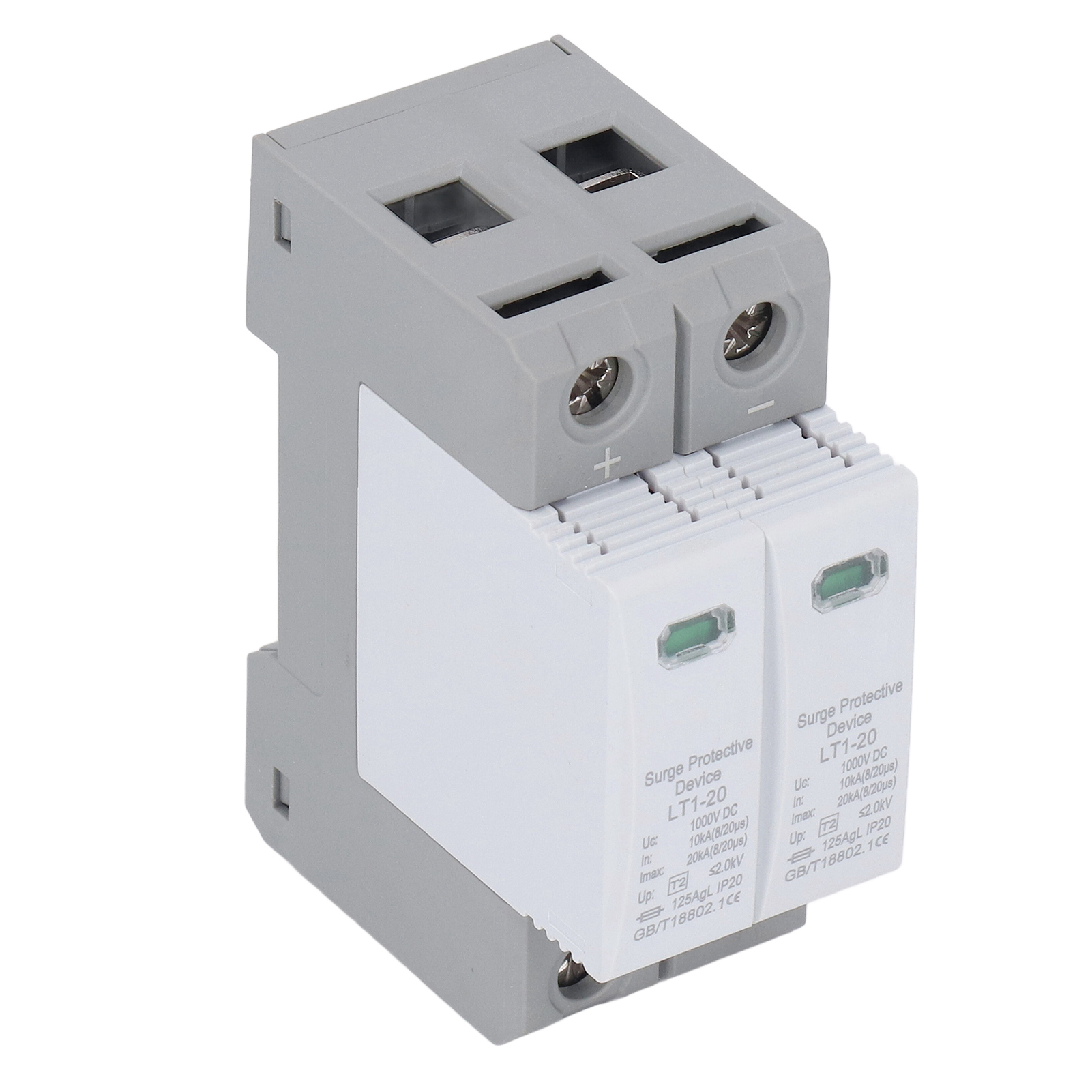 Photovoltaik-überspannungsableiter 10-20ka 2p 36mm Din-schiene, Pv-überspannungsschutz 1000v, Solarblitzableiter, Modulares Blitzschutzgerät.