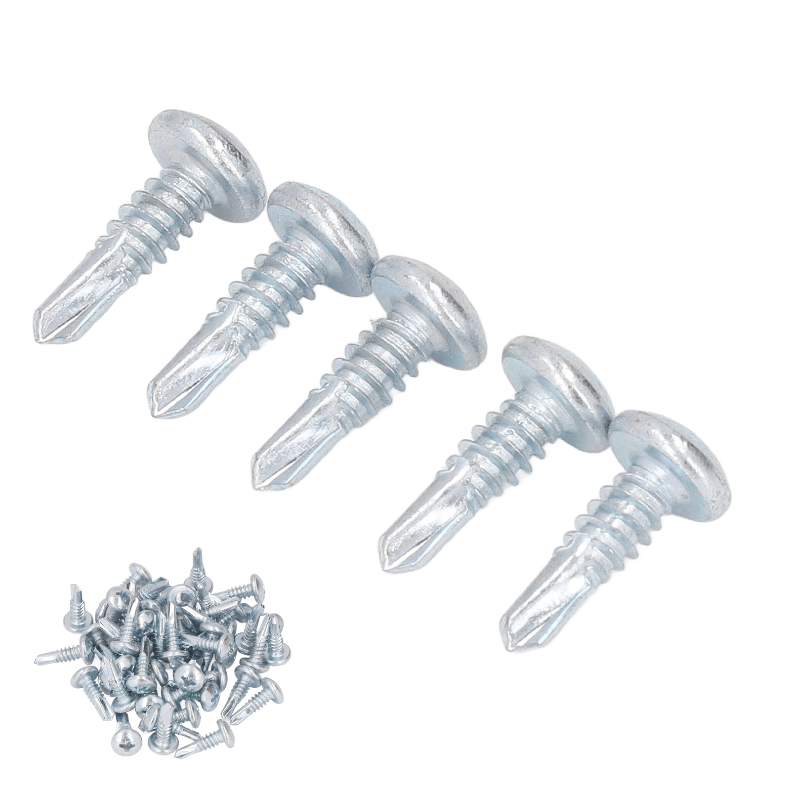Selbstbohrende Blechschrauben 4,8 X 16 Mm, Packung Mit 50 Stück, Verzinkter Kohlenstoffstahl, Rostbeständig, Für Wandbefestigungen Und Heimwerkerarbeiten.