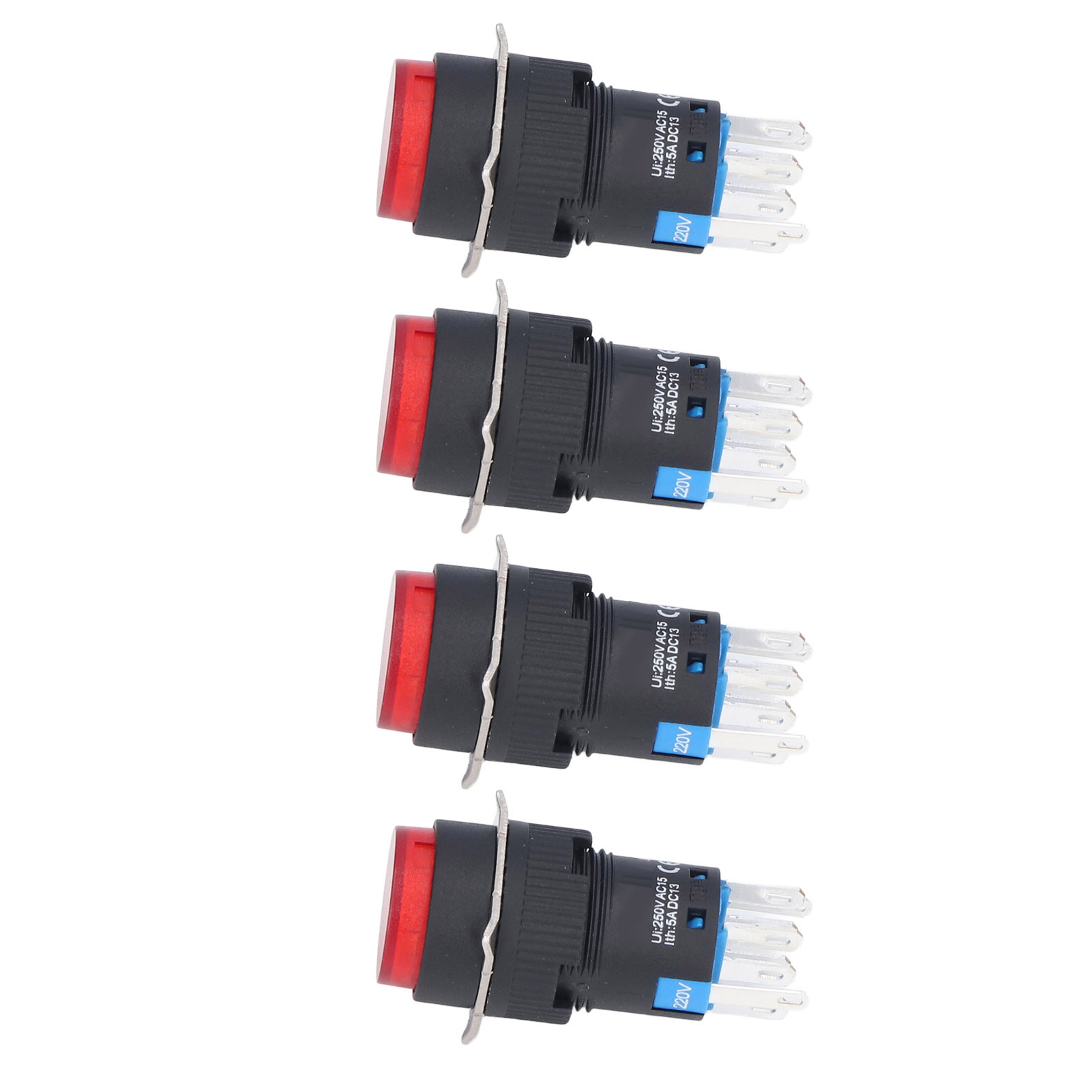 25 Selbstverriegelnde Drucktaster, 8-poliger Runder Abs- Und Messingschalter, 220 V, Rot, Bedientasten